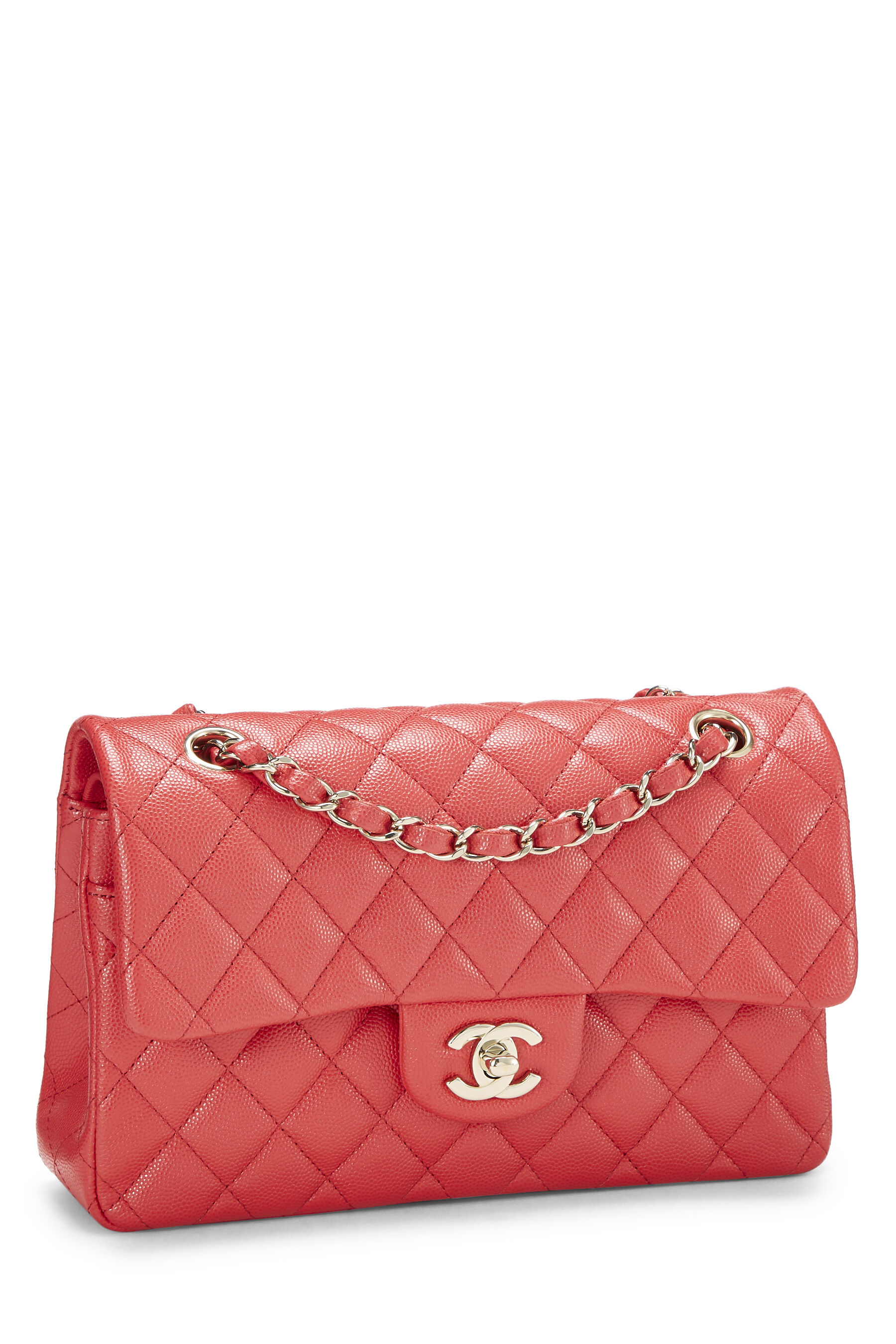 Chanel - Red Quilted Caviar Classic Double Flap Small