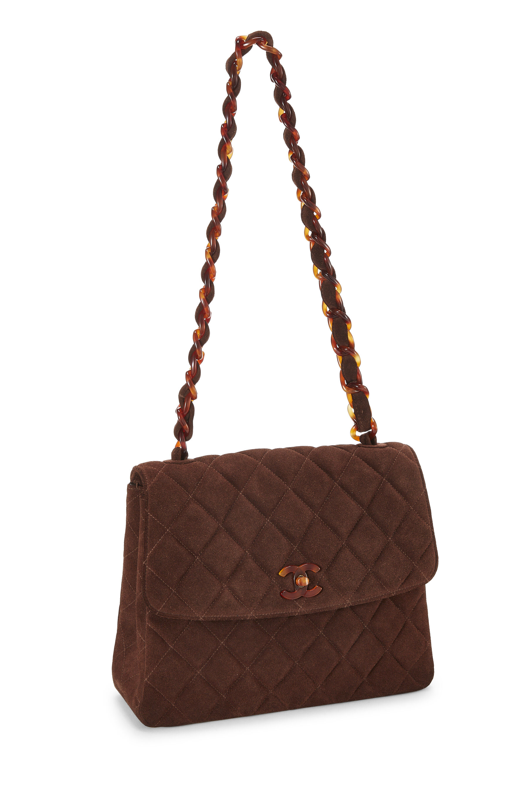 Chanel - Brown Suede Bekko Chain Shoulder Bag