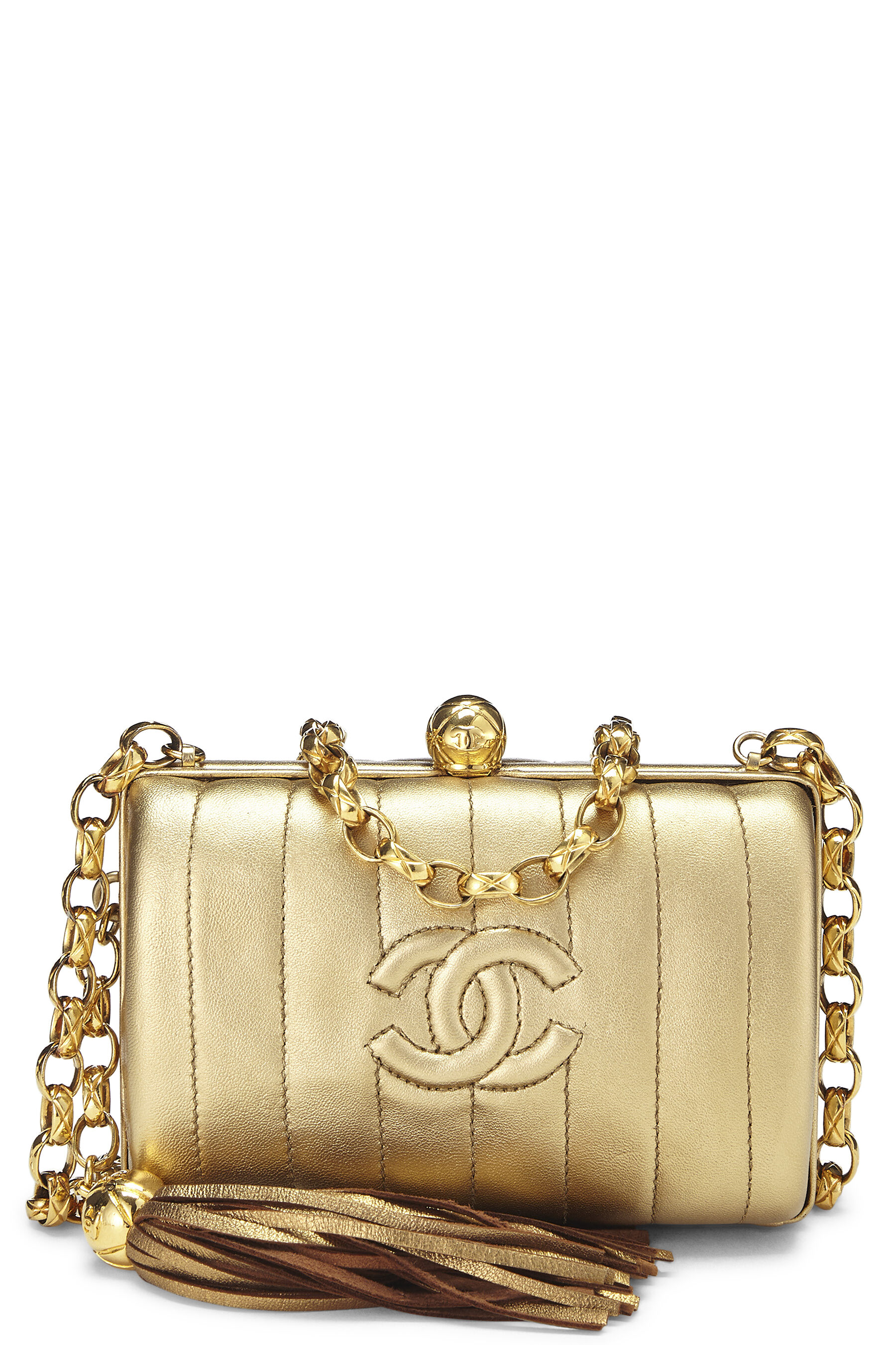 Chanel - Gold Lambskin 'CC' Evening Bag