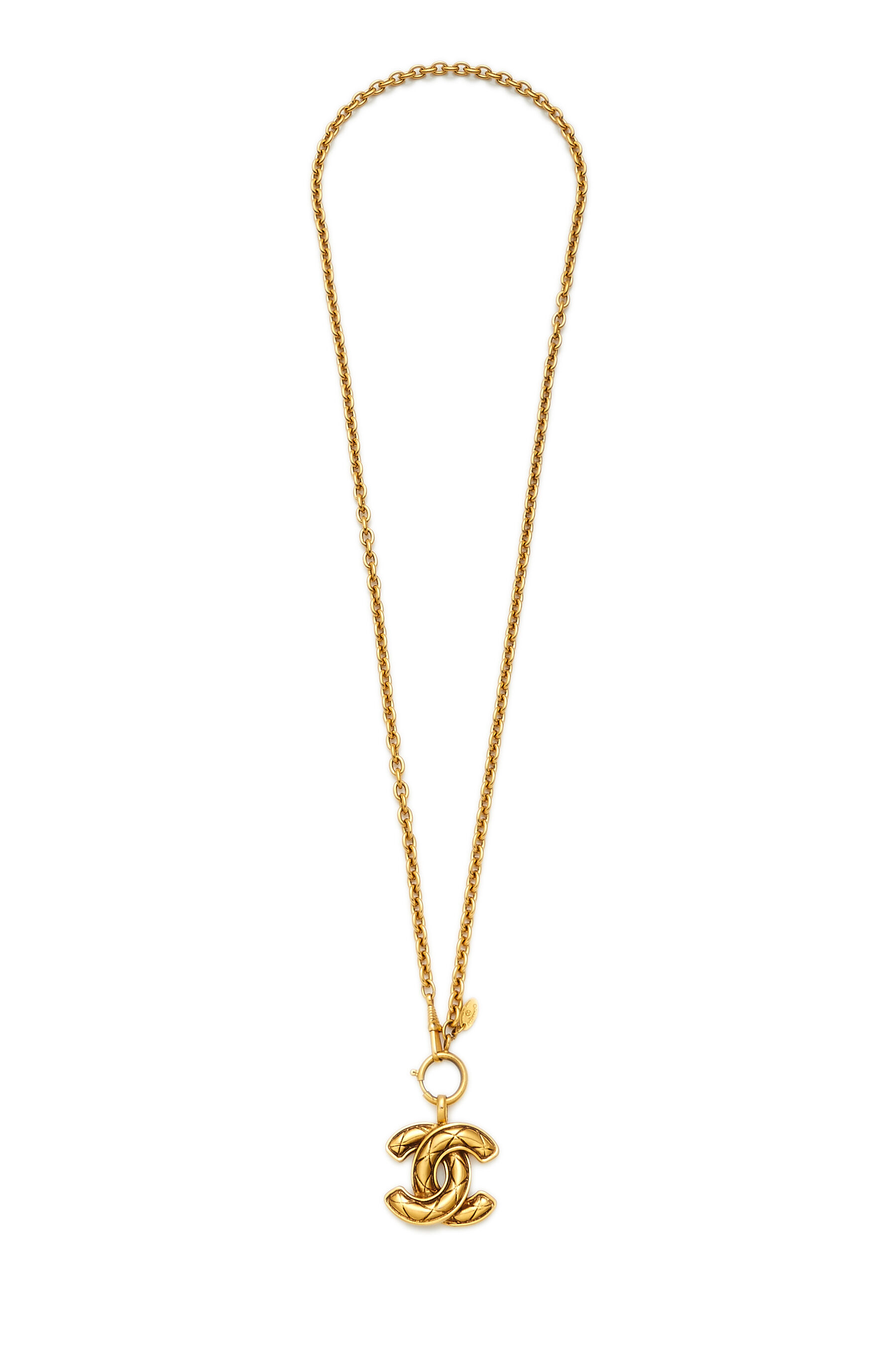 Chanel - Gold Quilted 'CC' Necklace Medium