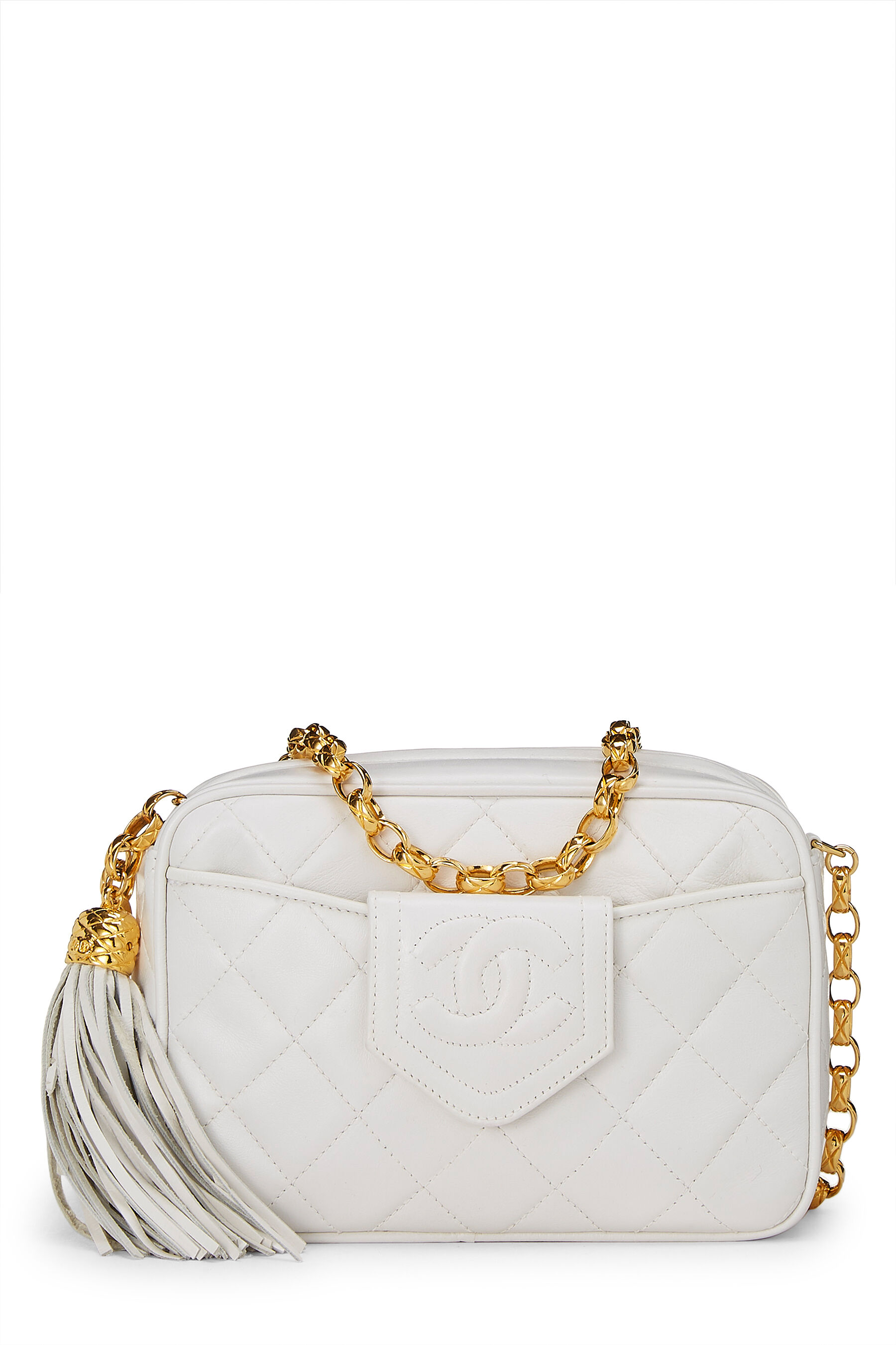 Chanel - White Quilted Lambskin Pocket Camera Bag Mini