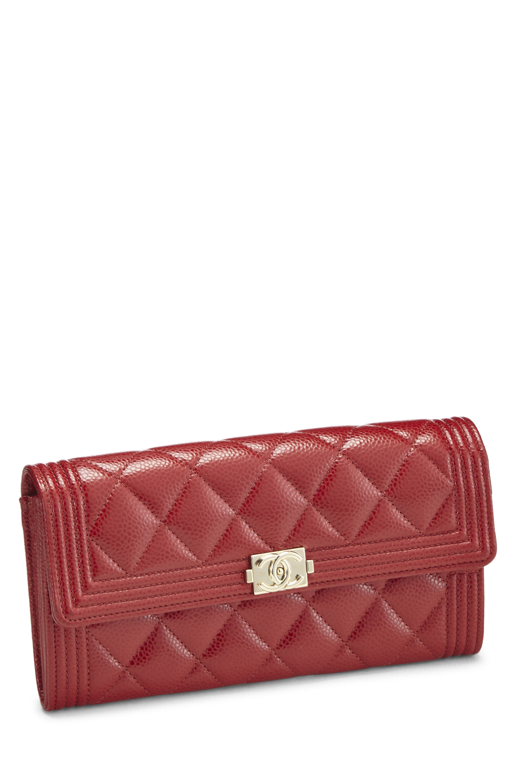 Chanel - Red Quilted Caviar Boy Wallet