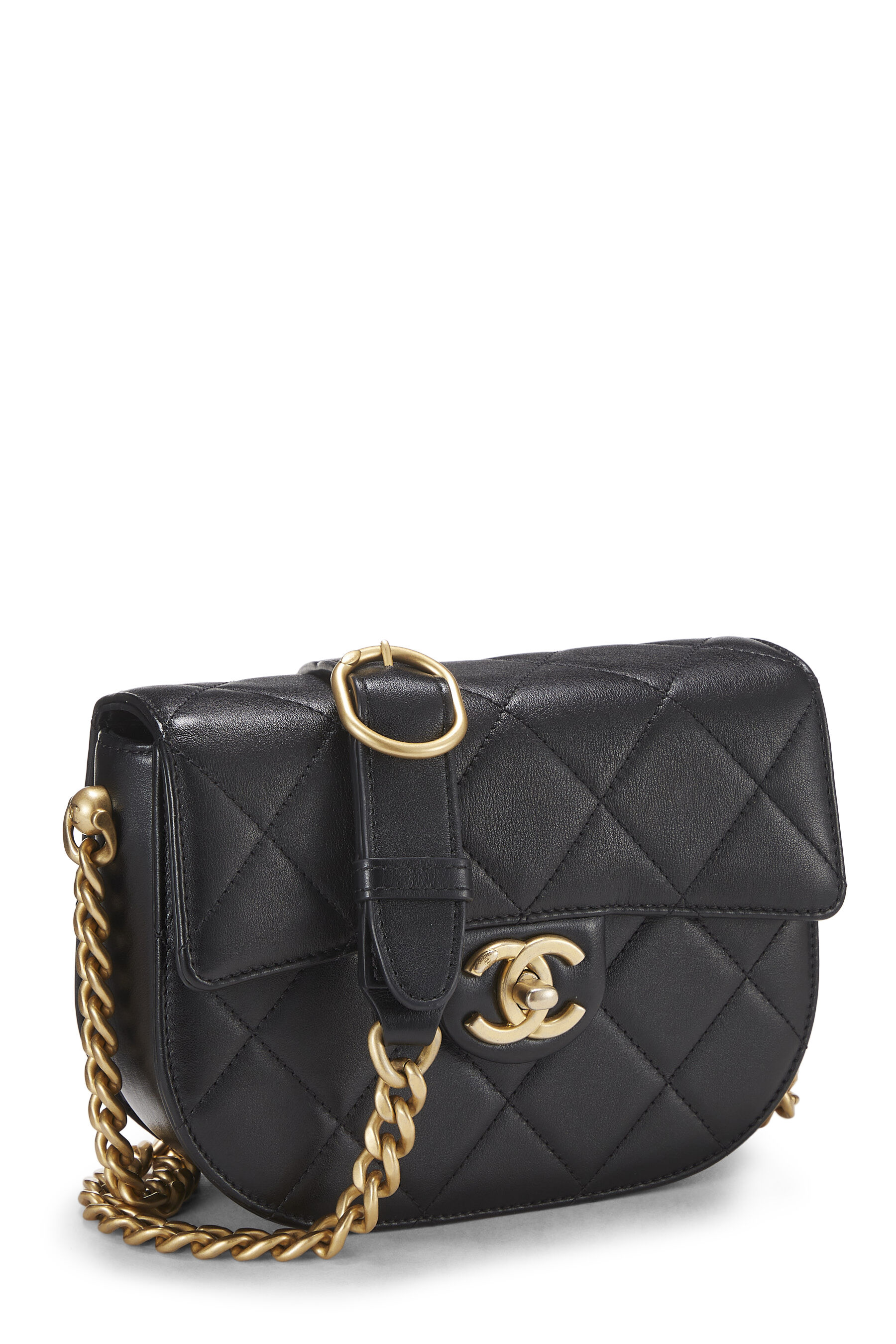 Chanel Black Calfskin Moon Flap Messenger Mini Q6B5HP3PK9000 | WGACA