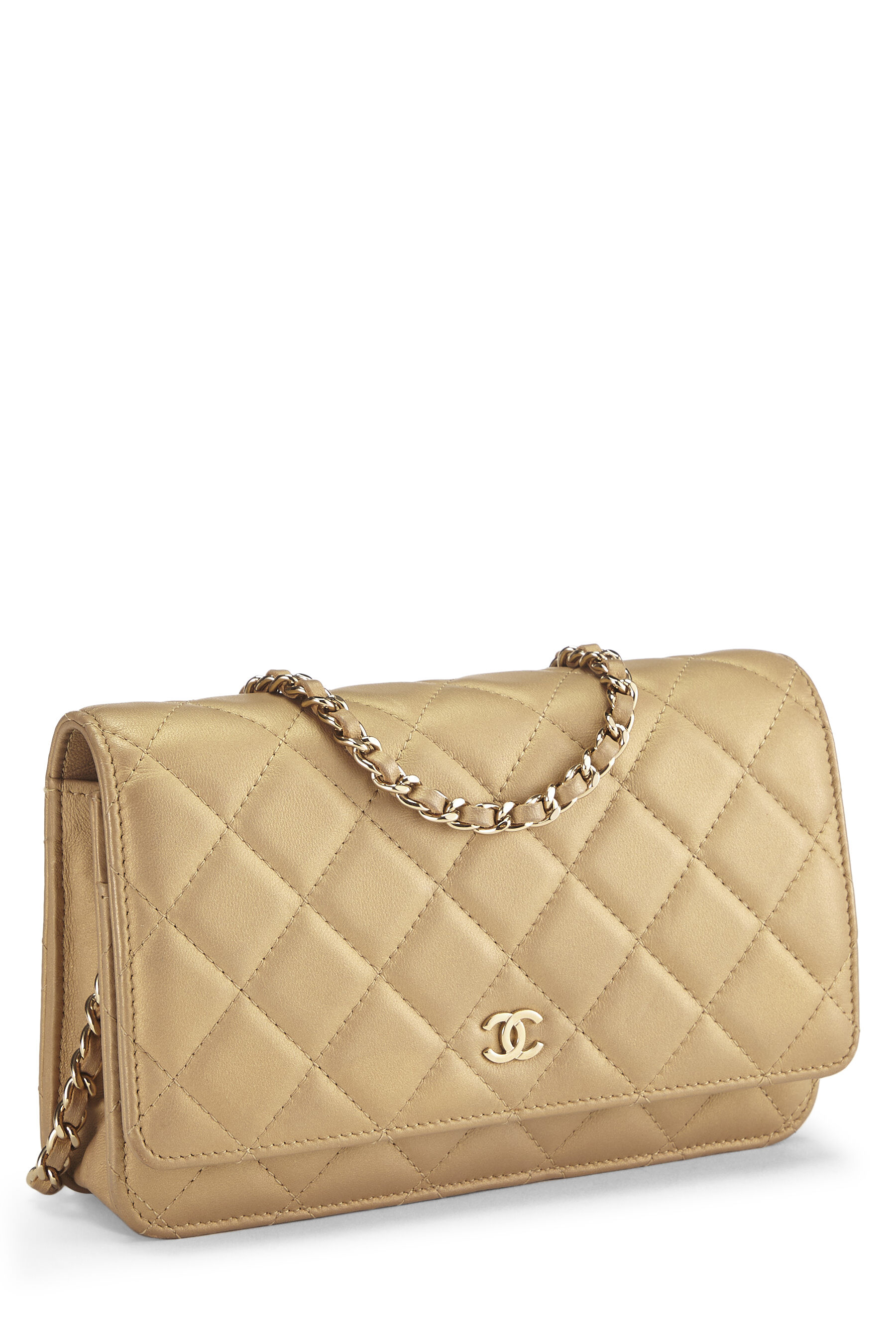 Chanel - Metallic Gold Lambskin Classic Wallet-On-Chain (WOC)