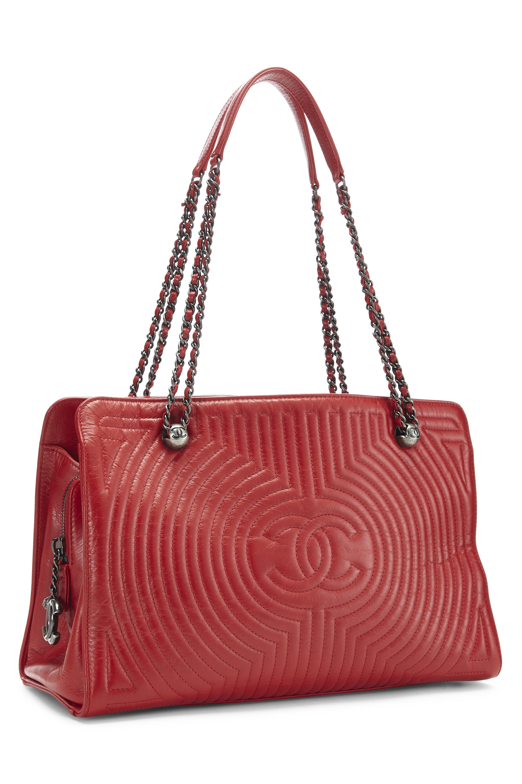 Chanel - Red Quilted Calfskin Korean Garden Tote Large
