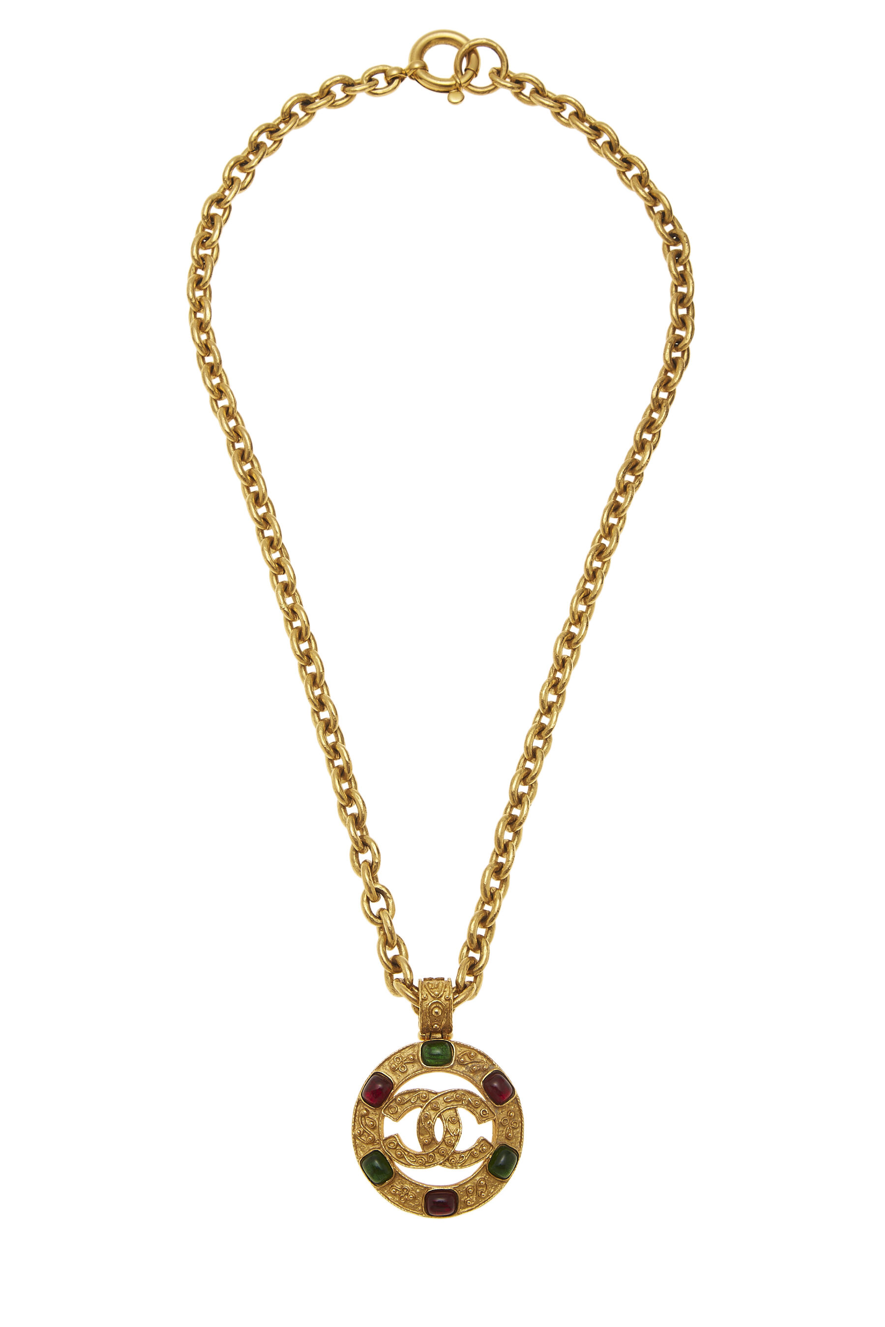 Chanel - Gold Filigree & Multicolor Gripoix Necklace