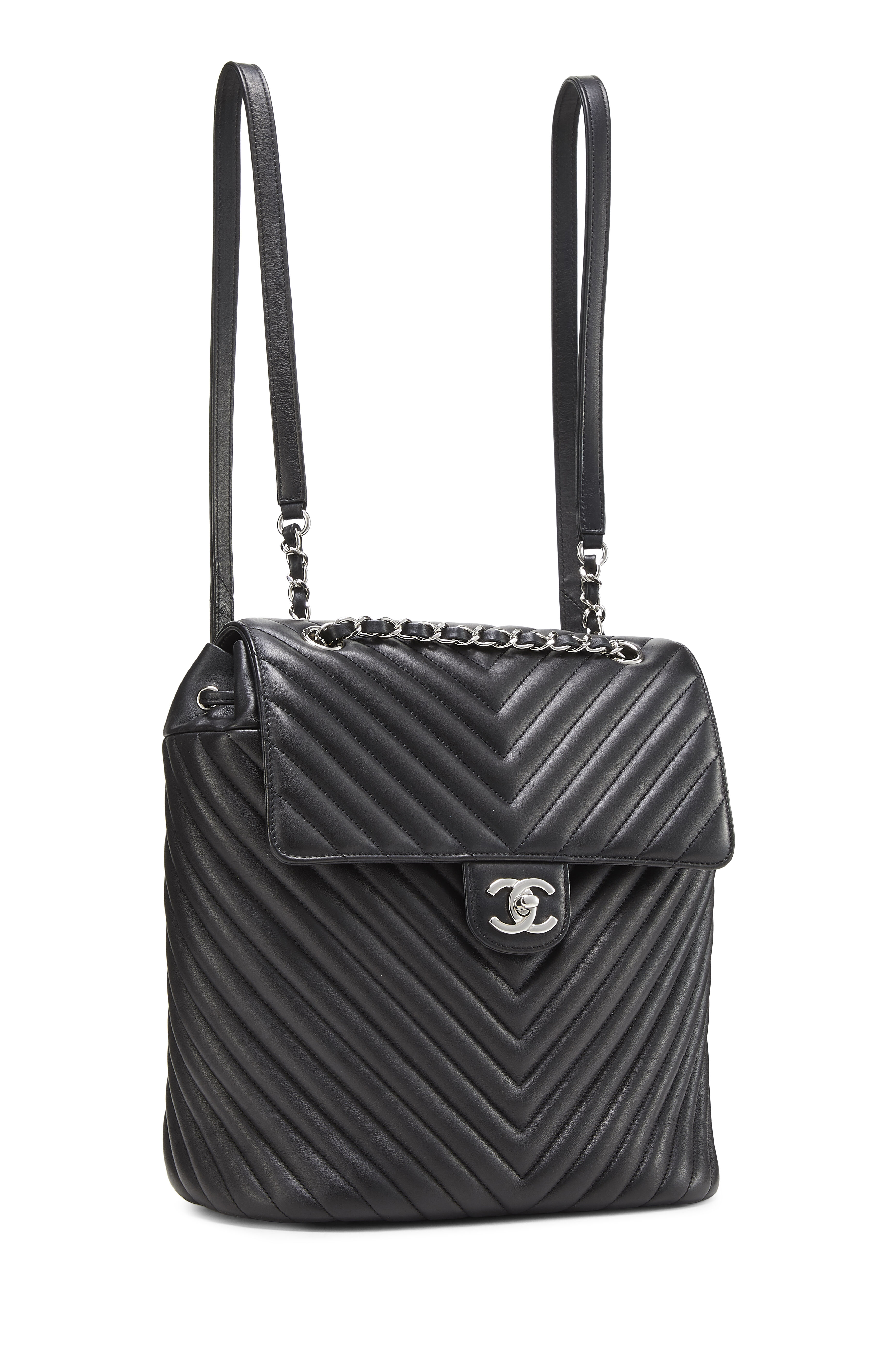 Chanel - Black Chevron Lambskin Urban Spirit Backpack