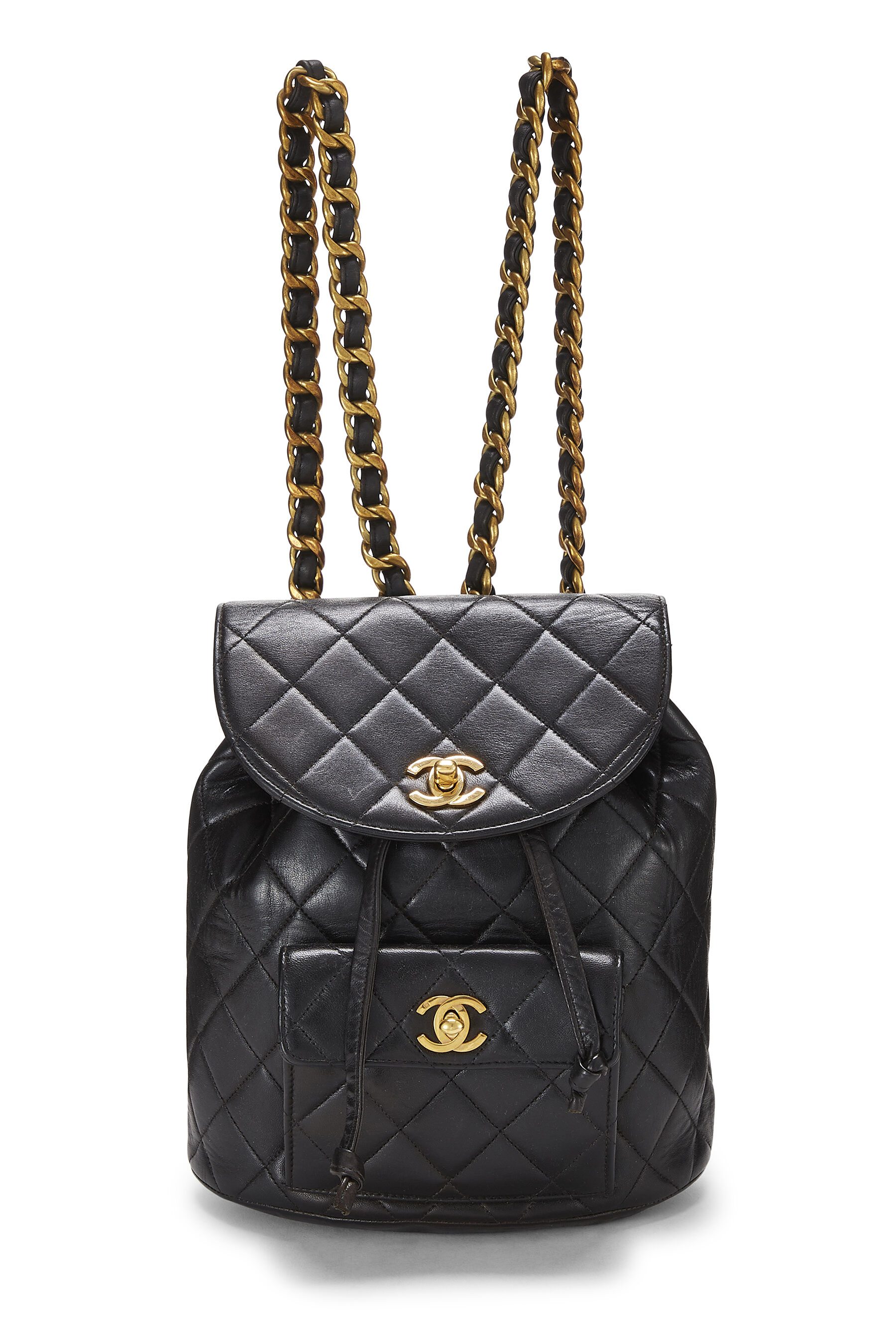 Chanel - Black Quilted Lambskin 'CC' Classic Backpack Medium