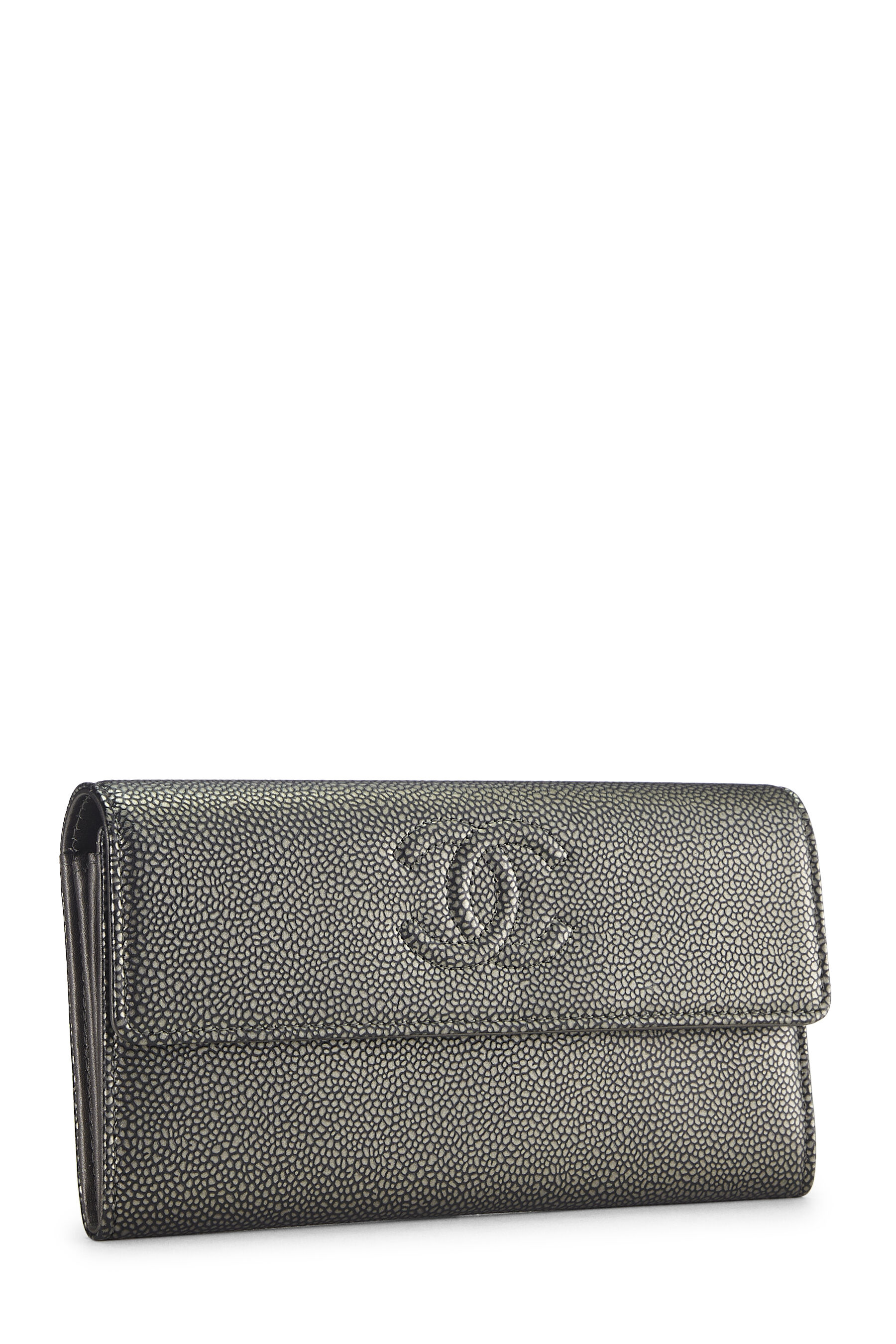 Chanel Gusset Zip Around Wallet Quilted Caviar Gold-tone Large