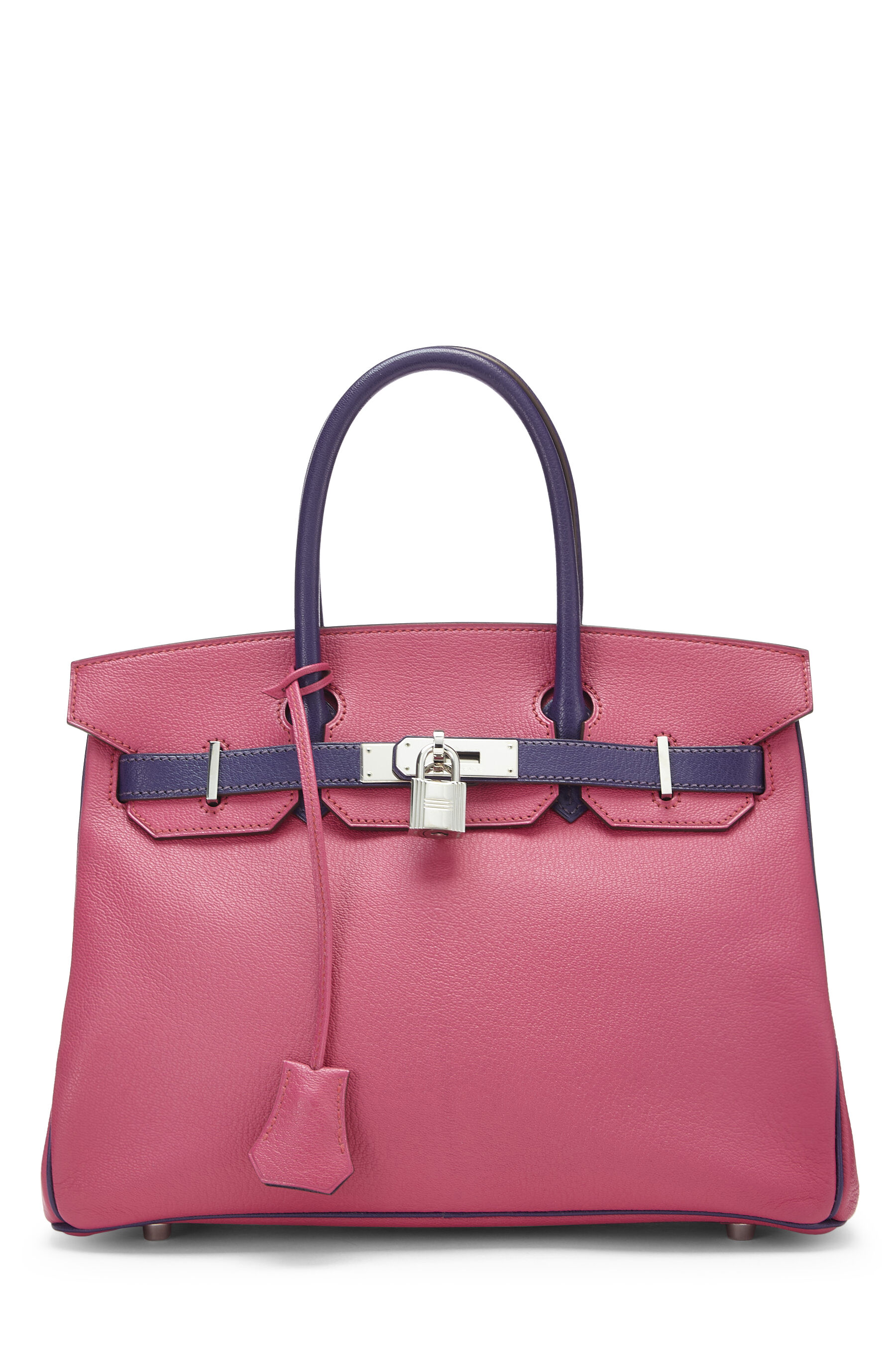 Hermès Grey, Pink Special Order Chevre Mysore Birkin 30 30cm 