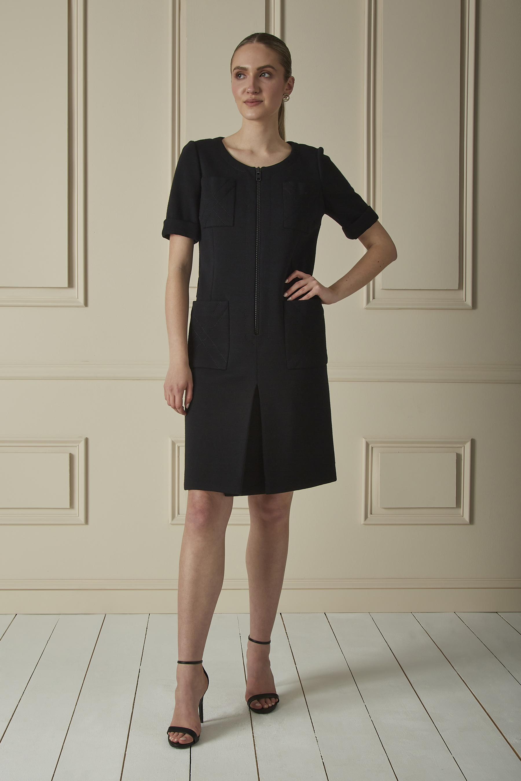 Wool Zippered Shift Dress