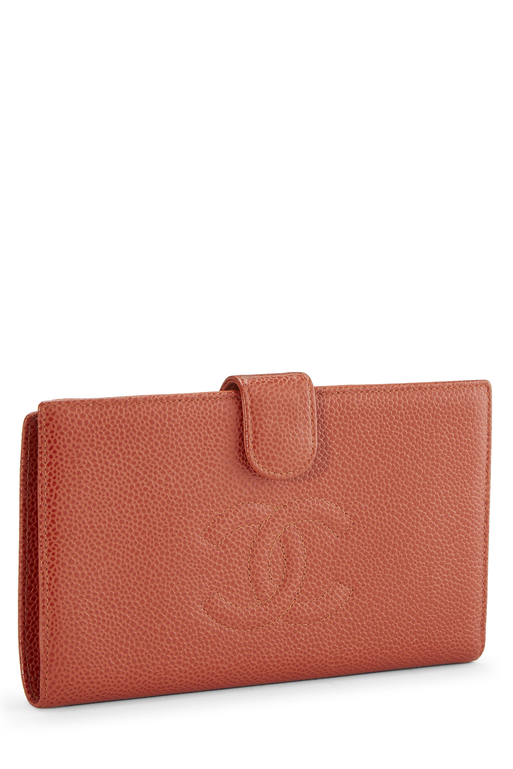 Leather wallet Chanel Orange in Leather - 35807148
