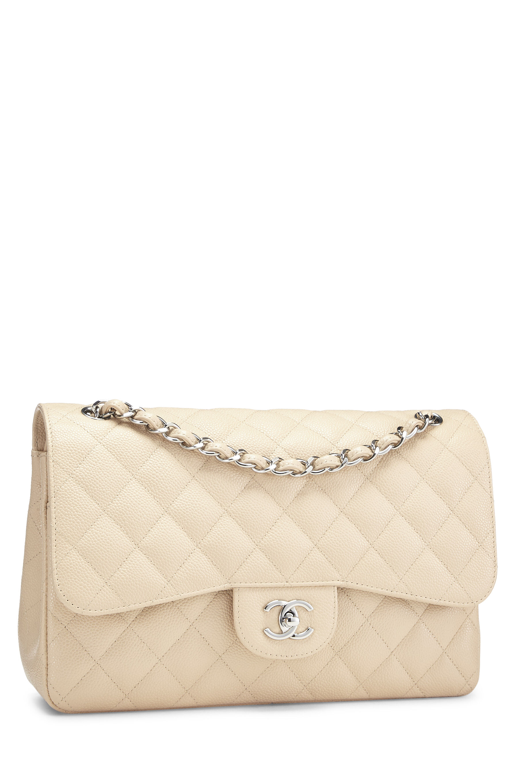 Chanel Beige Quilted Caviar New Classic Double Flap Jumbo Q6BAQP0FI4048