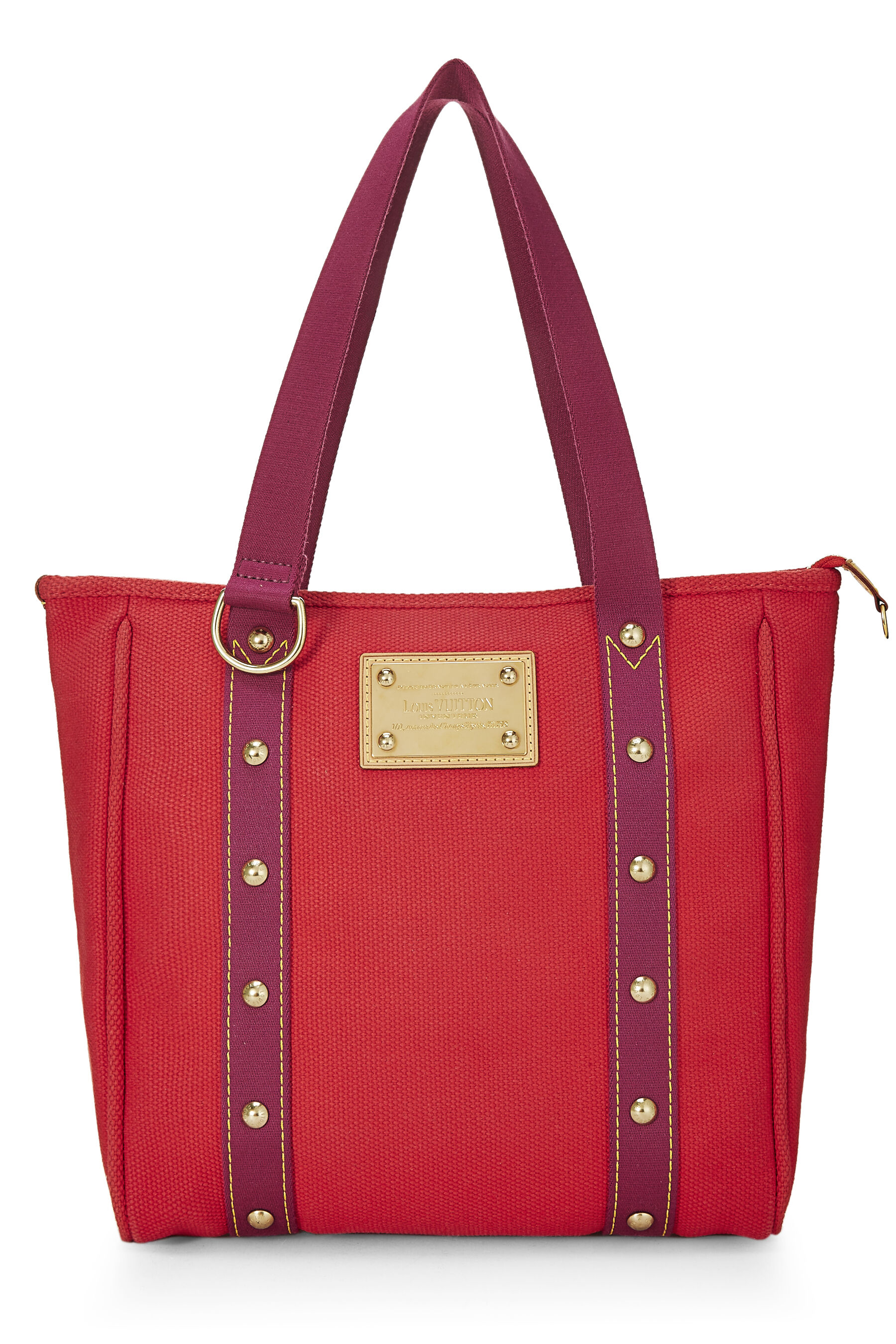 Louis Vuitton Cabas PM M40037 Red Purple Canvas Hand Bag USED 0901A