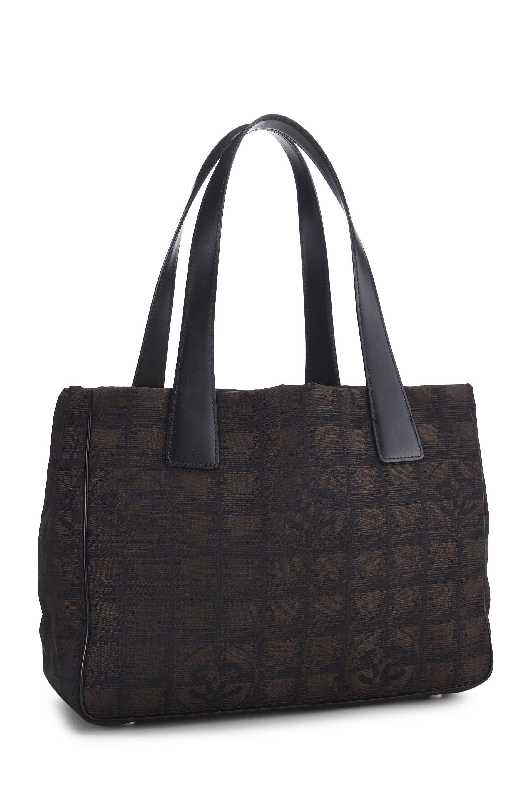 Chanel - Black & Brown Nylon Travel Line Shoulder Bag Small