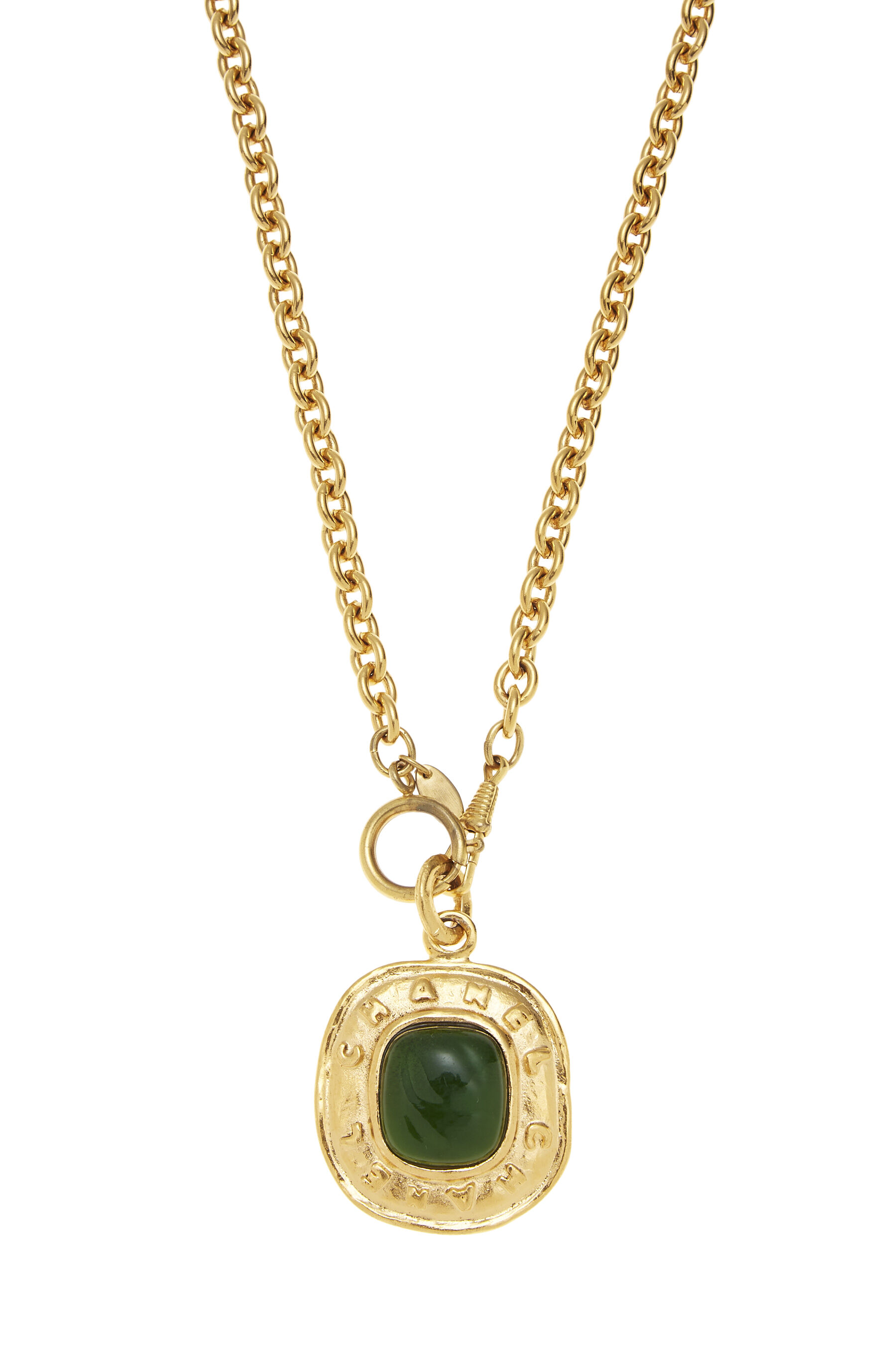 Chanel Gold & Green Gripoix Necklace Q6JDXL17GB006