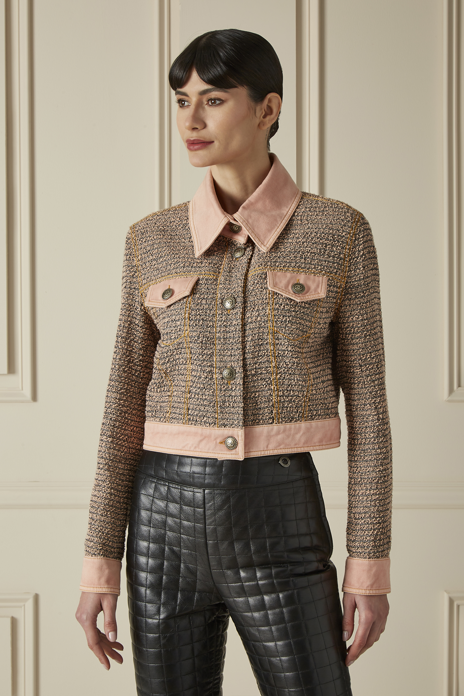 Chanel Pink Tweed Cropped Jacket 60CHX-018