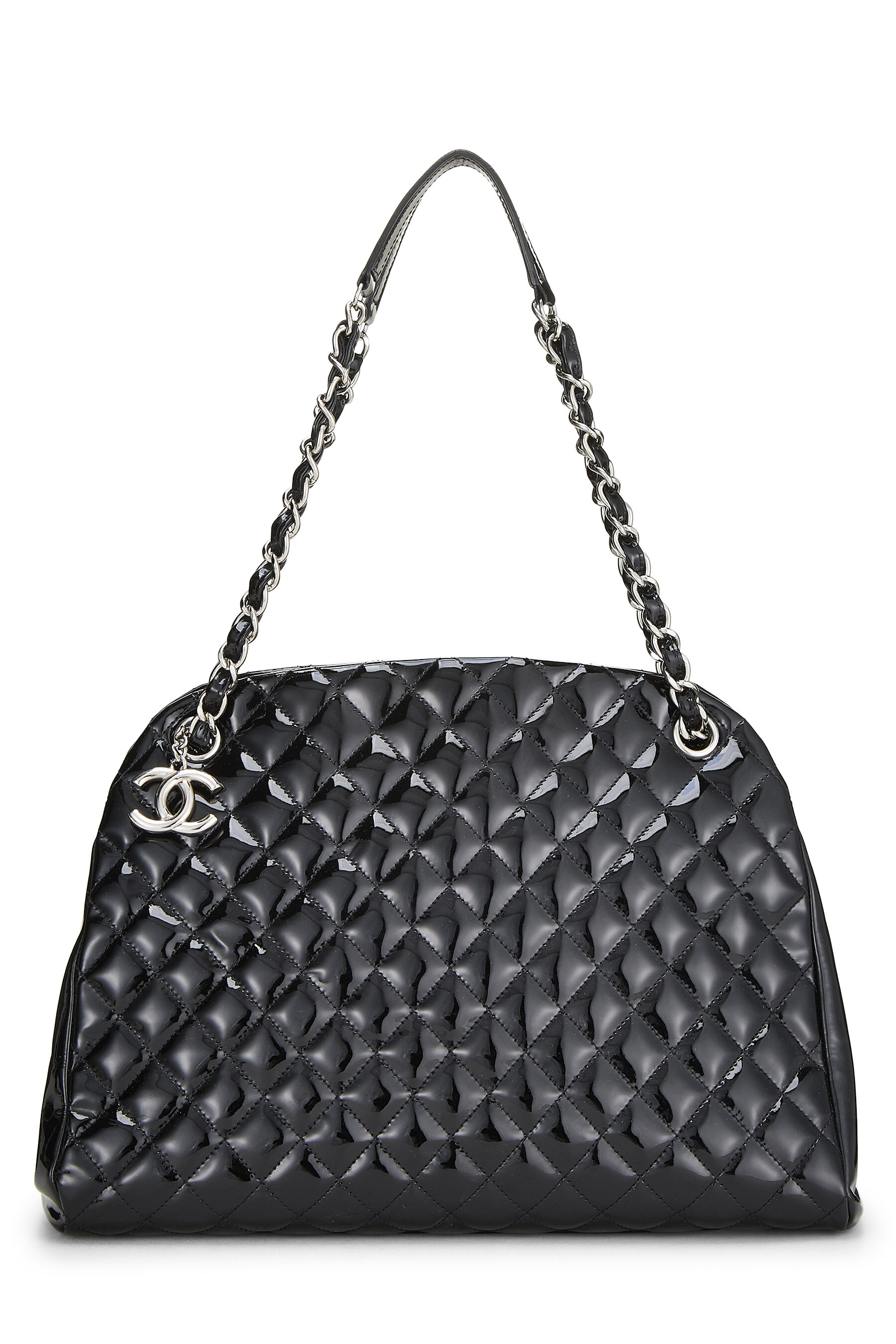 Chanel Black Patent Leather Just Mademoiselle Bag Medium  