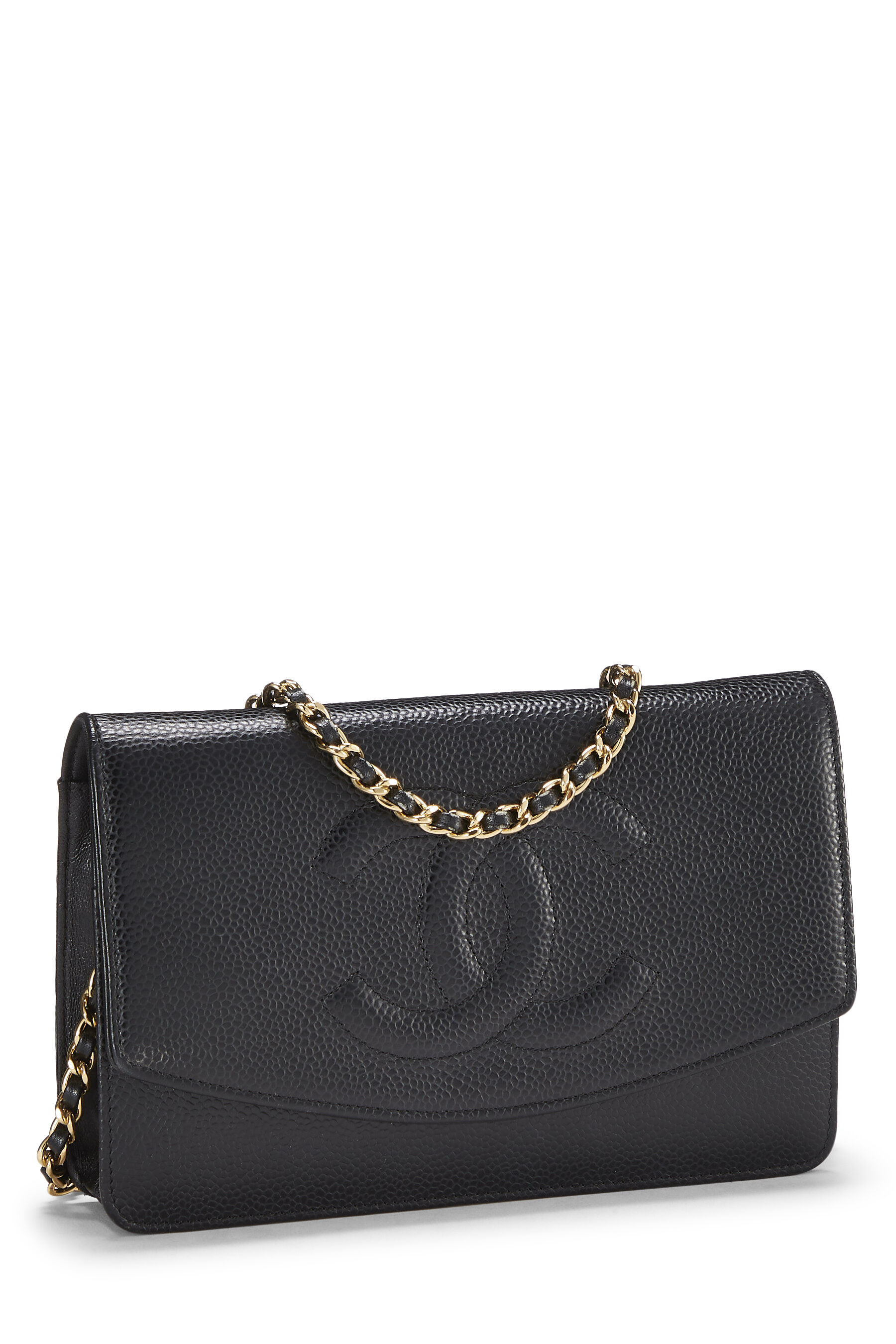 New Chanel Black Caviar Chevron Charms WOC Wallet on Chain Flap Bag –  Boutique Patina