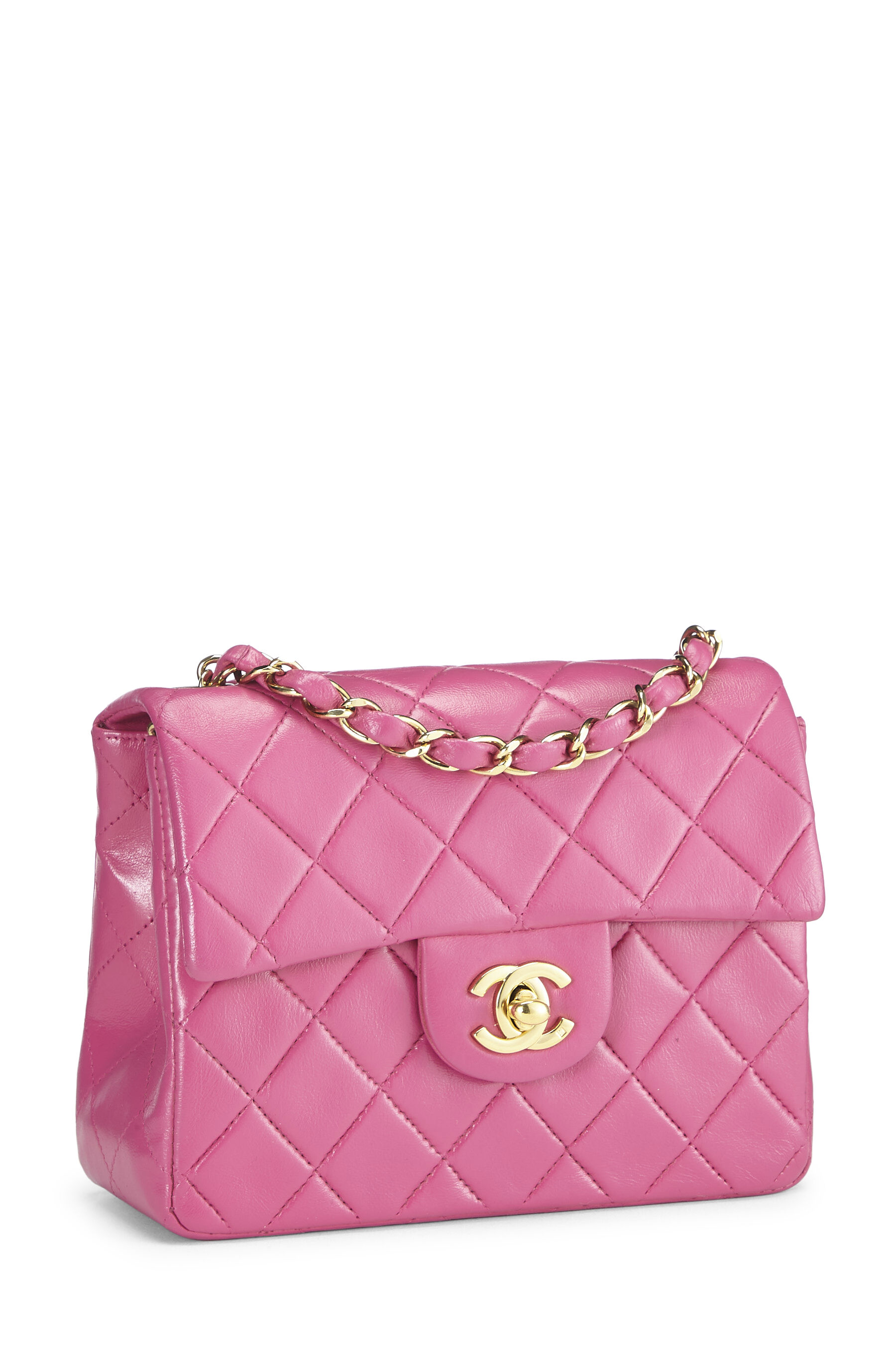 Chanel - Pink Quilted Lambskin Classic Square Flap Mini