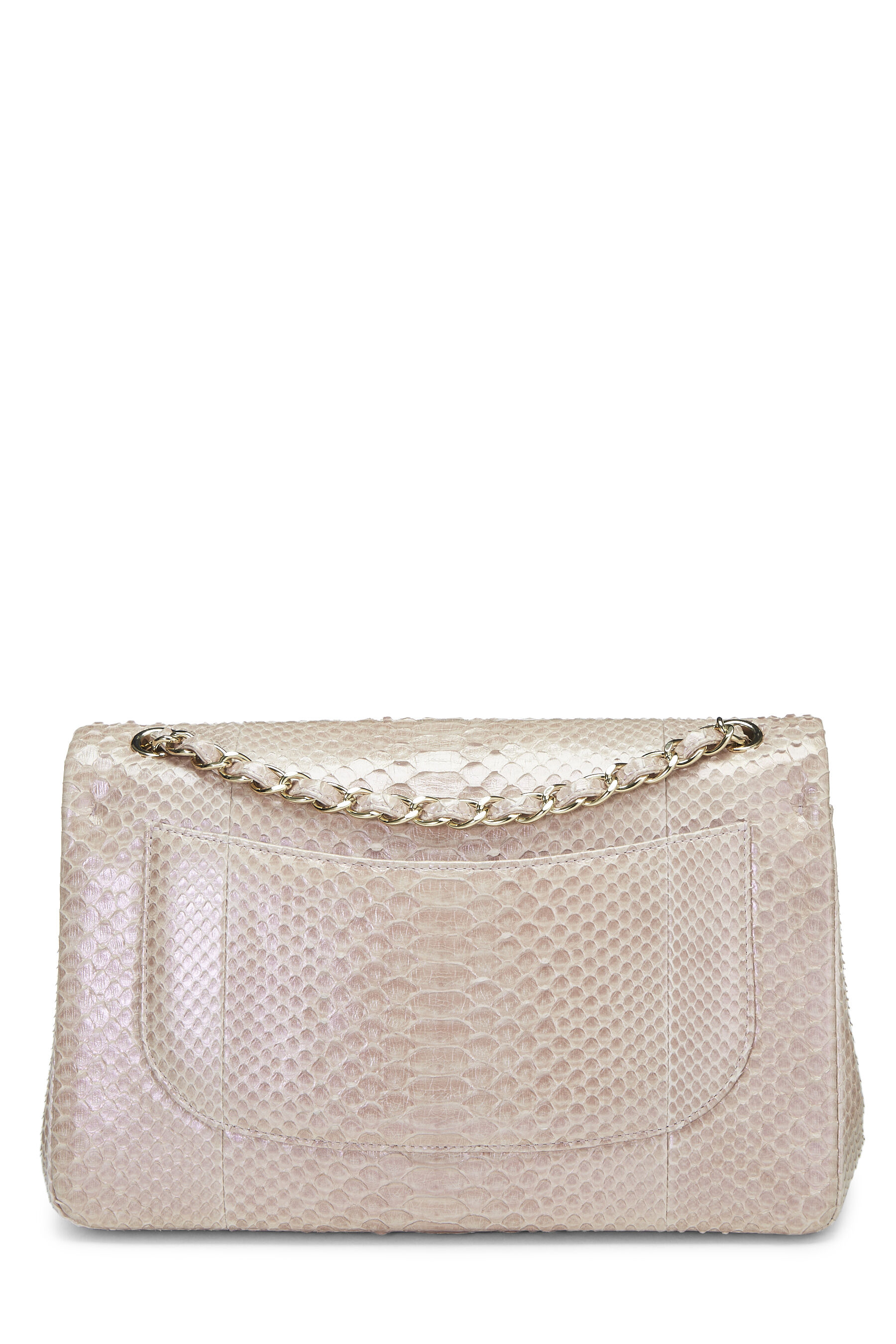 Iridescent Pink Python Classic Double Flap Jumbo