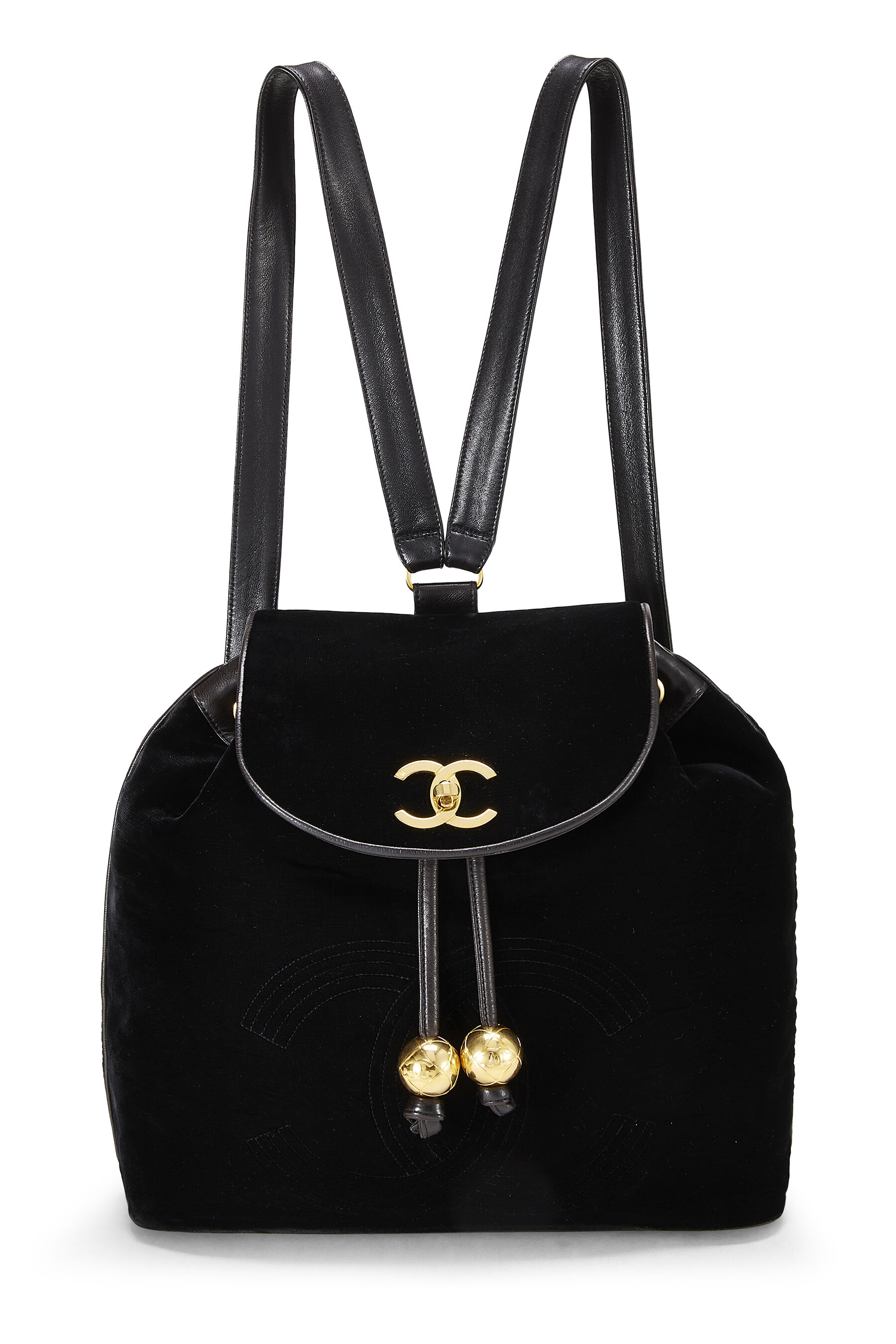 Chanel - Black Velour 'CC' Backpack