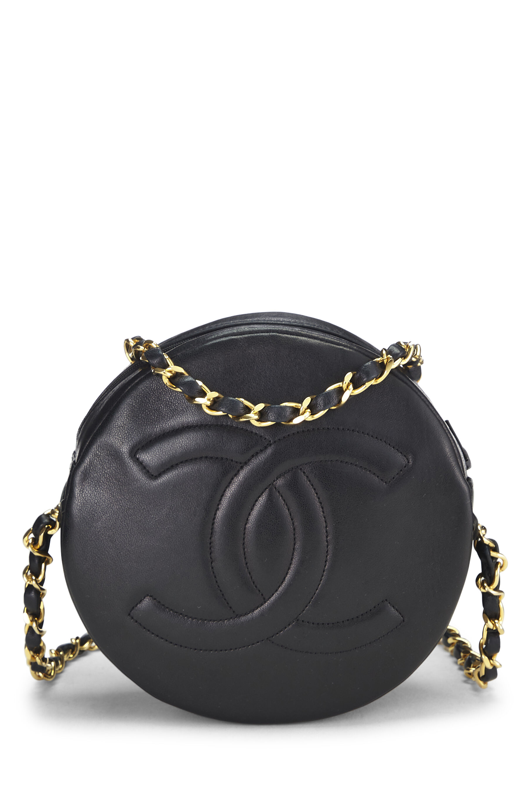 Chanel - Black Lambskin Round Shoulder Bag Mini