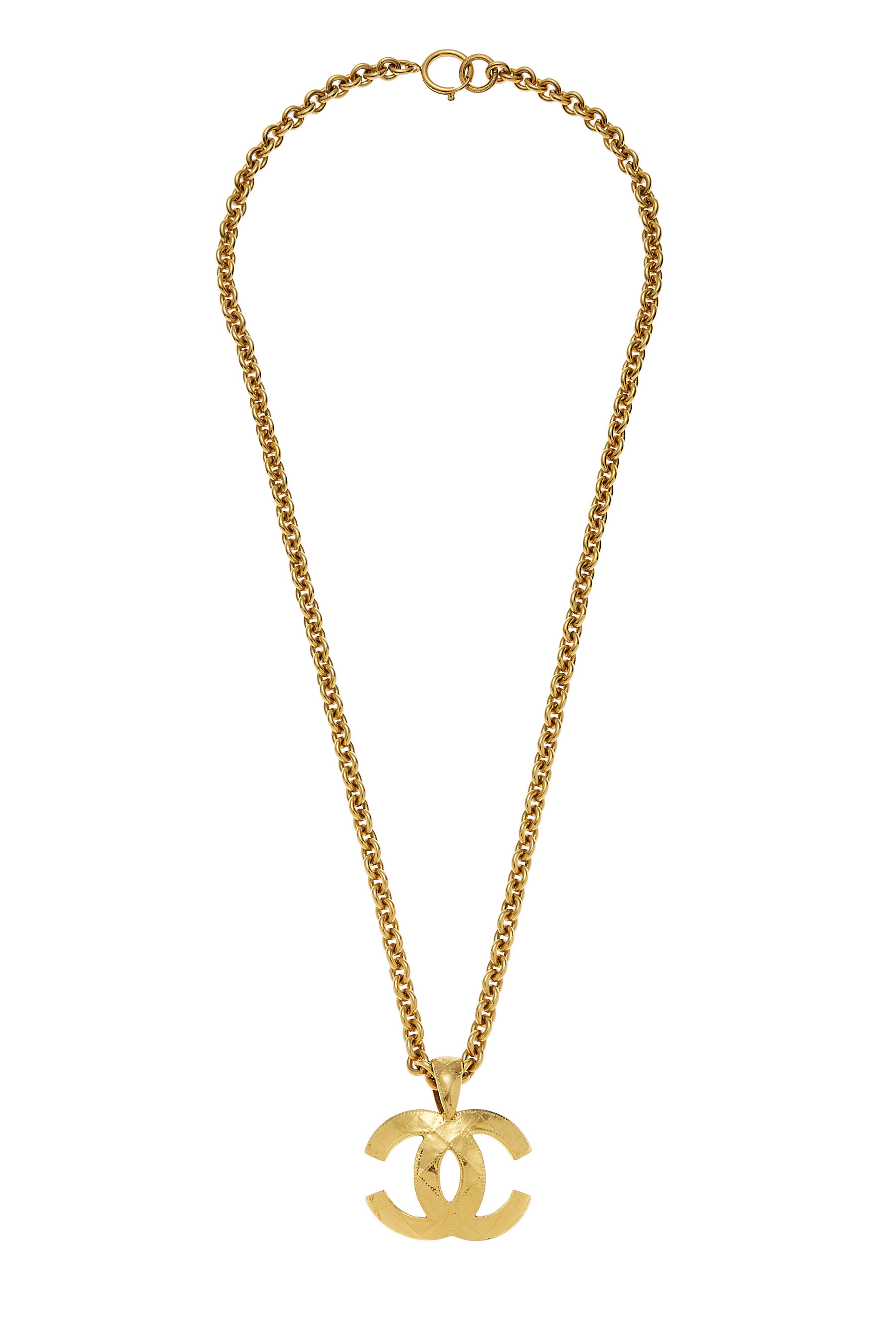 Chanel - Gold Quilted 'CC' Necklace Large