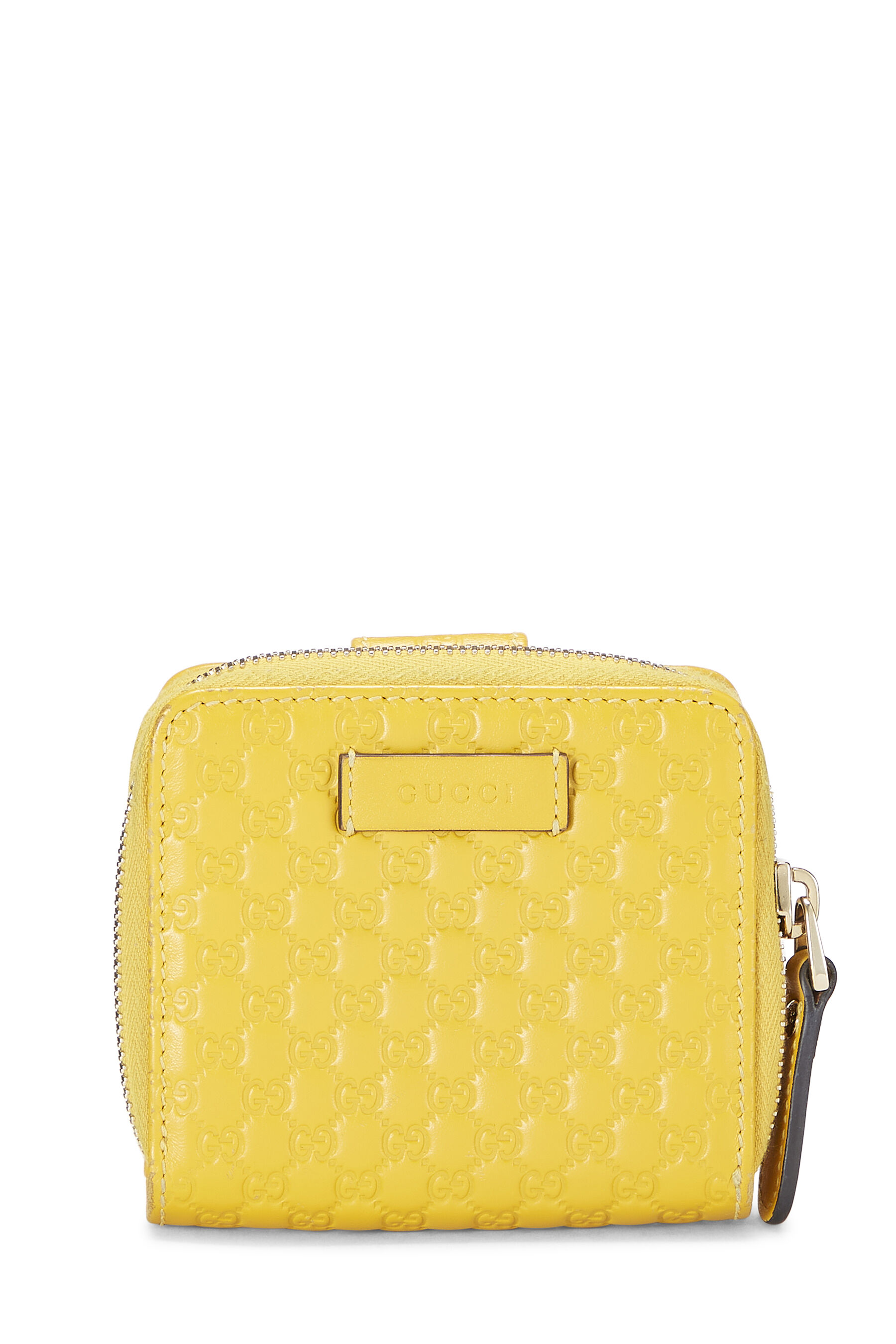 Pre-owned Gucci Yellow Microssima Leather Compact Wallet