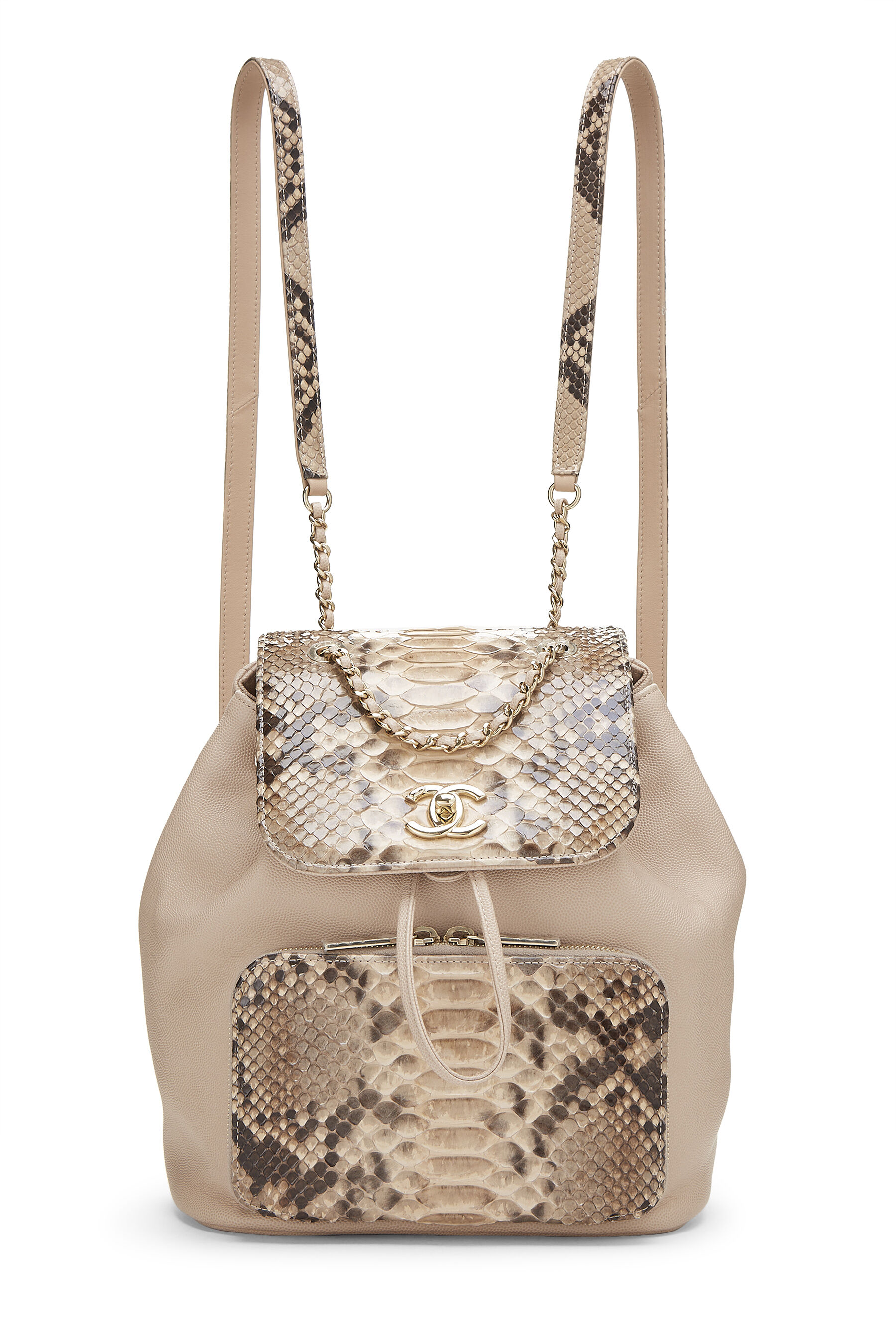 Chanel - Beige Caviar & Python Business Affinity Backpack