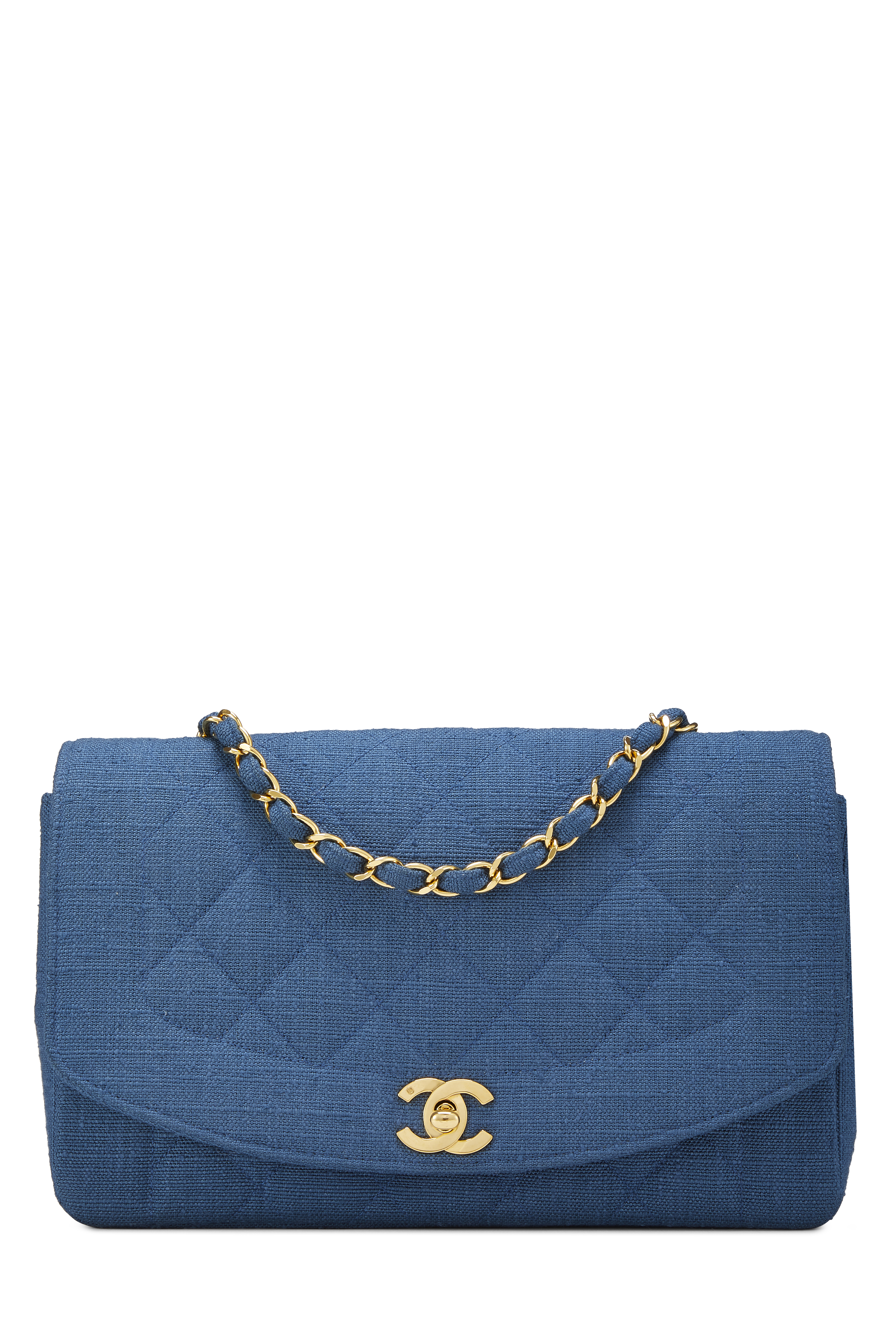 Chanel Blue Quilted LInen Diana Flap Medium Q6B0MW5RB0000