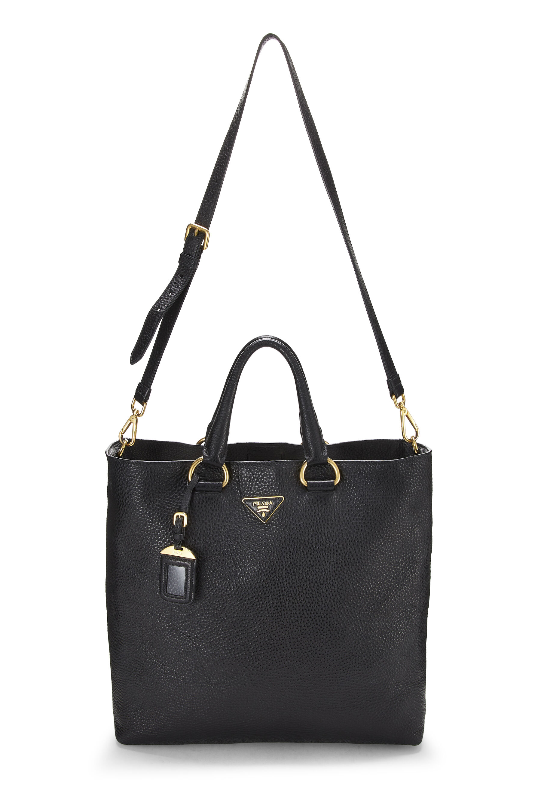 Prada, Bags, Authentic Prada Vitello Phenix Leather Convertible Bag Black