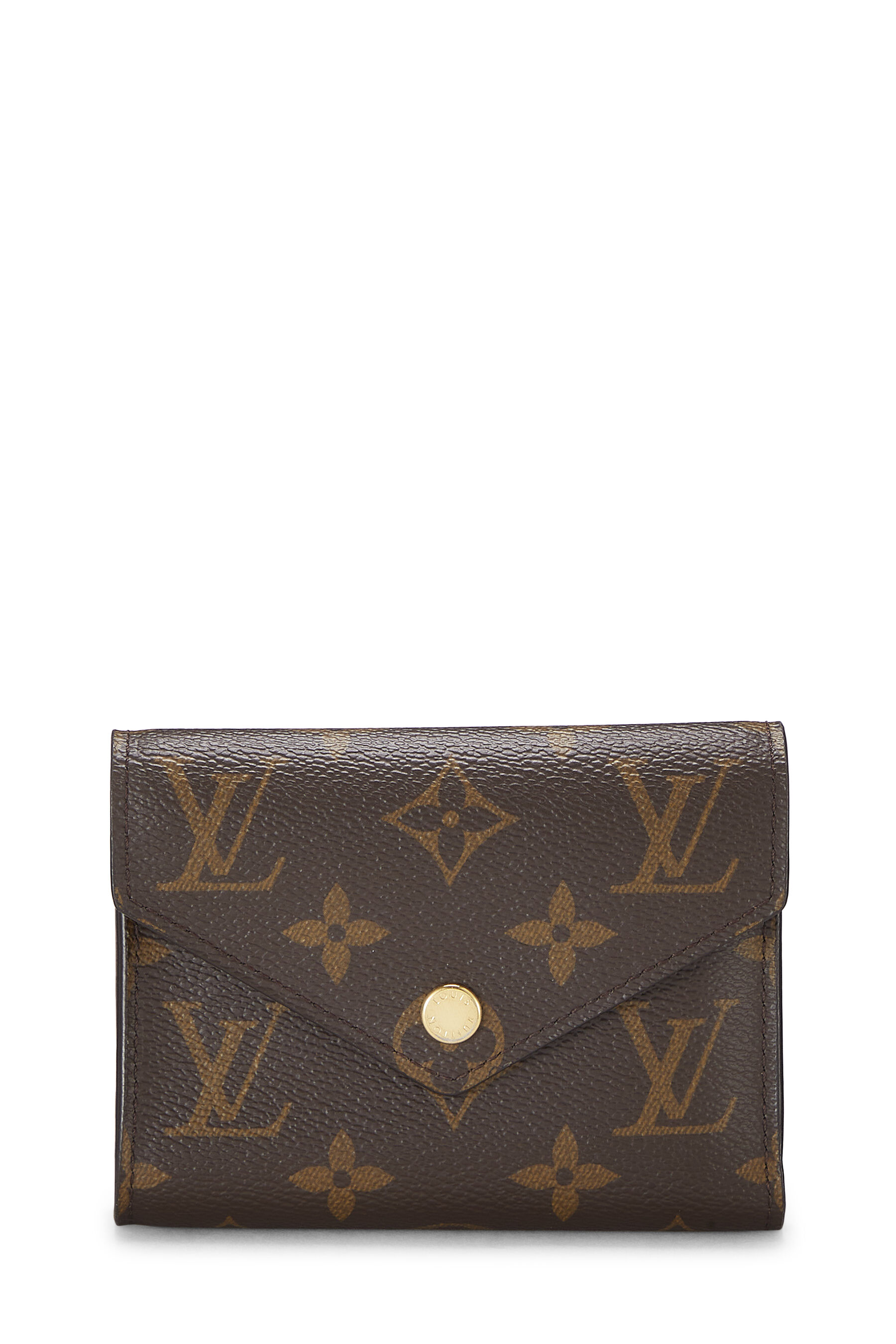 Louis Vuitton Dark Brown Coated Canvas Monogram Fold Over Flap Wallets