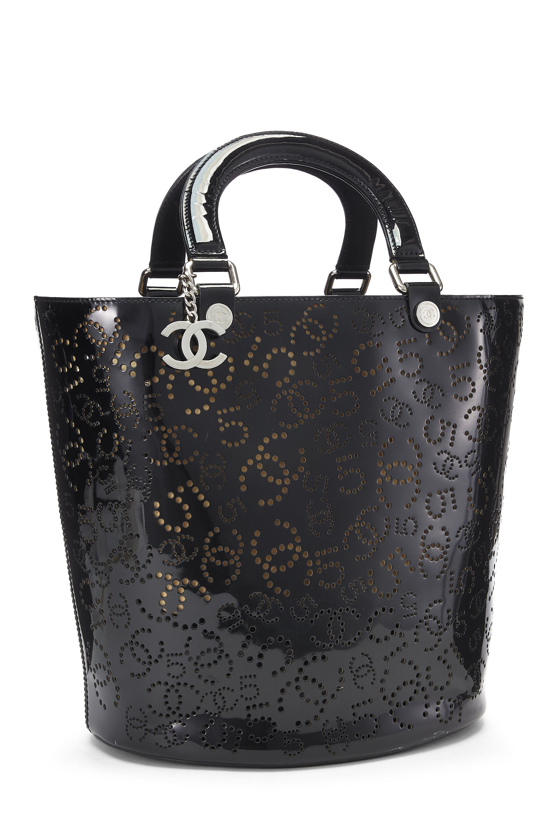 Chanel Perforated Patent Leather Vertical Bucket Tote
