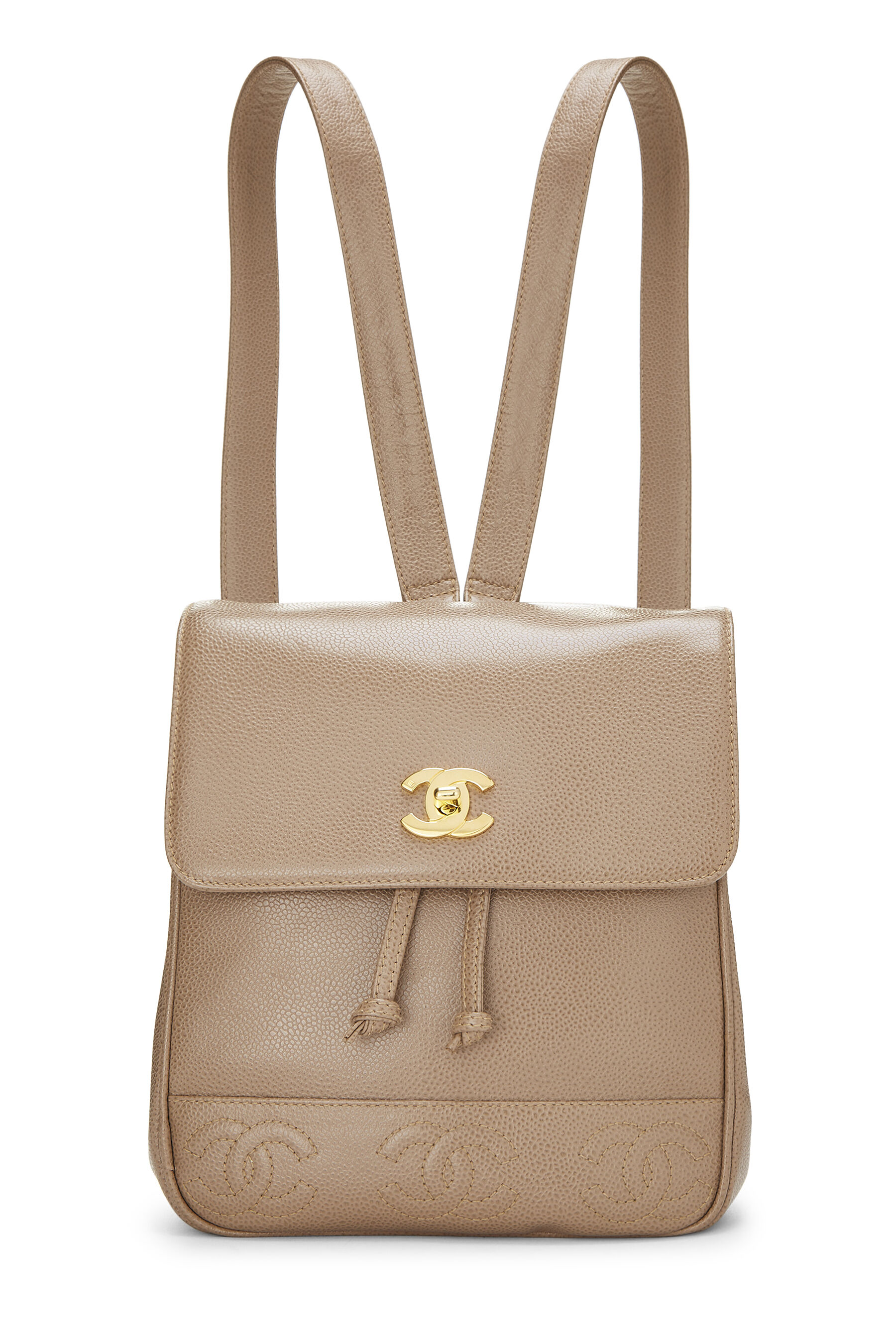 Chanel - Beige Caviar 3 CC Backpack Small