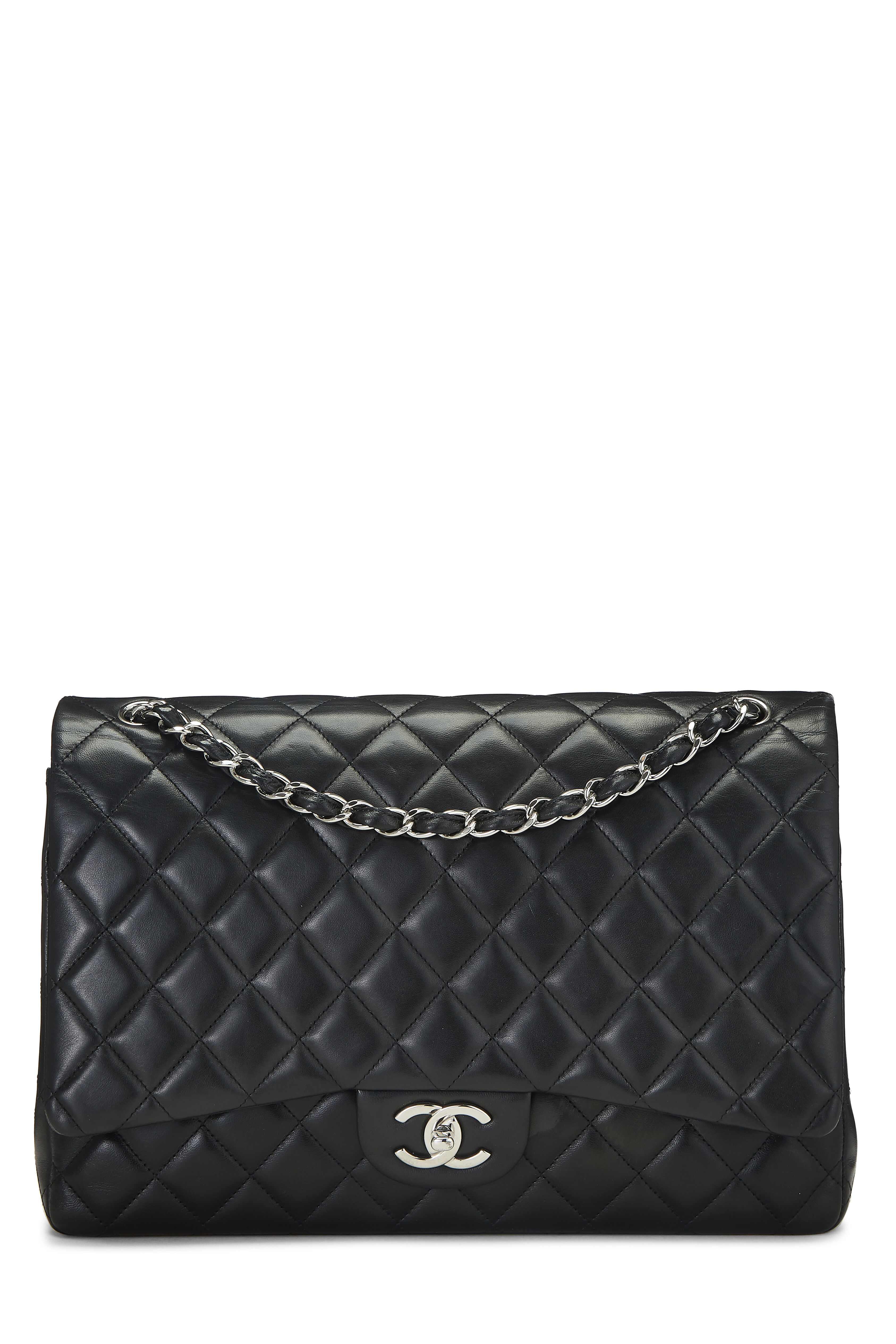 Chanel - Black Quilted Lambskin New Classic Double Flap Maxi