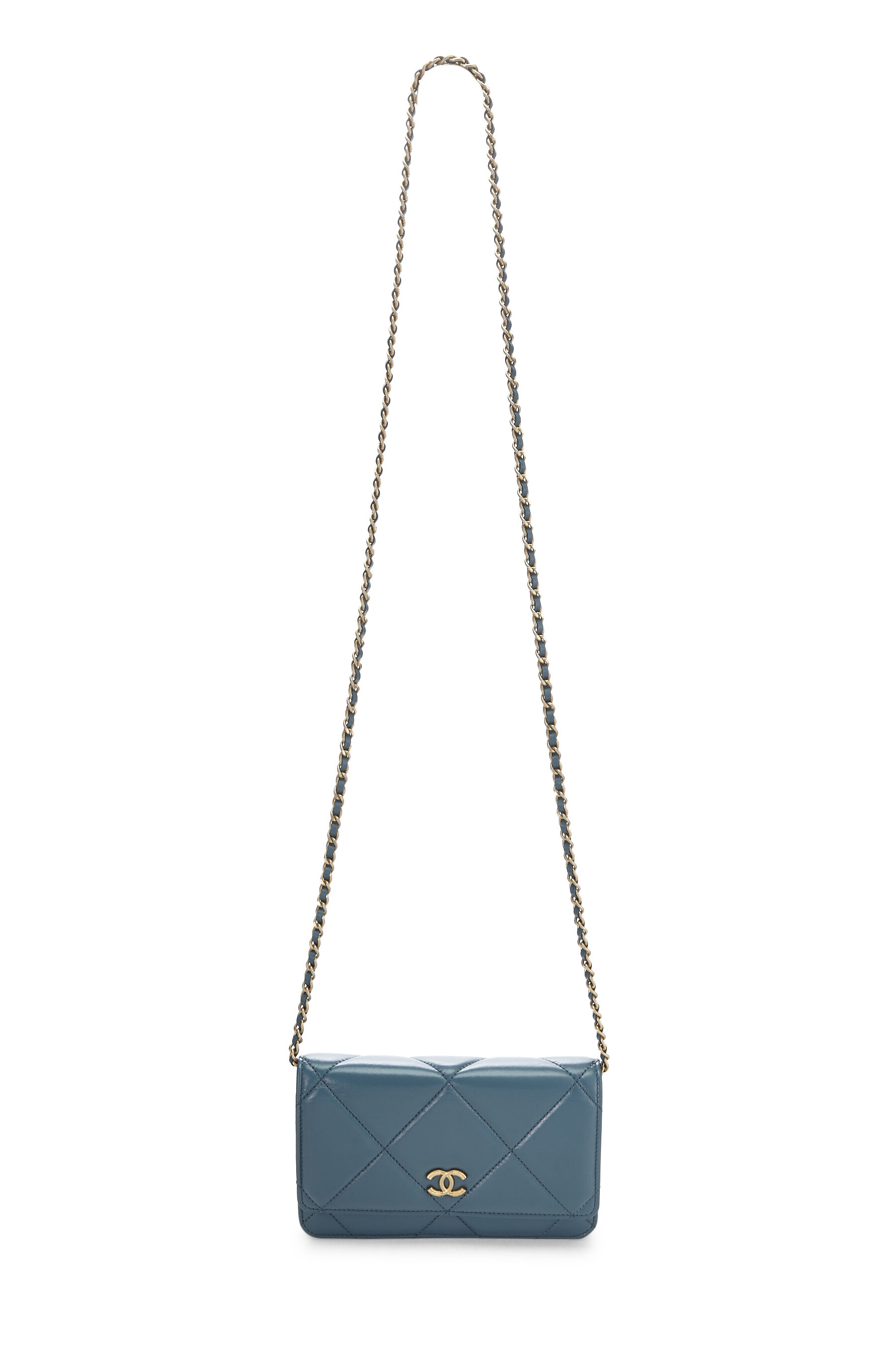 Chanel Blue Lambskin Classic Quilted Wallet on Chain (WOC