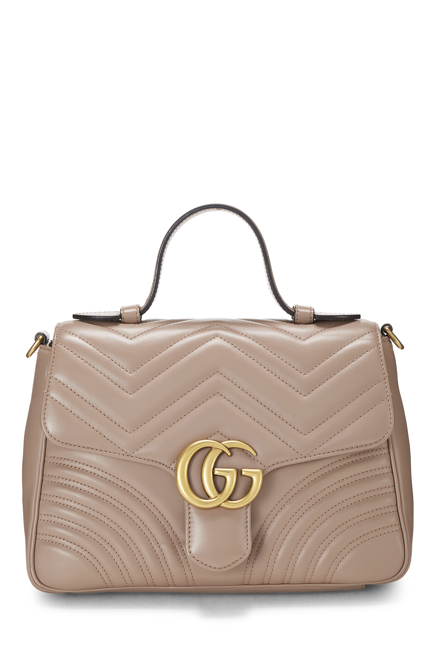 Gucci Grey Leather GG Marmont Top Handle Flap Bag QFB1I51LEB000