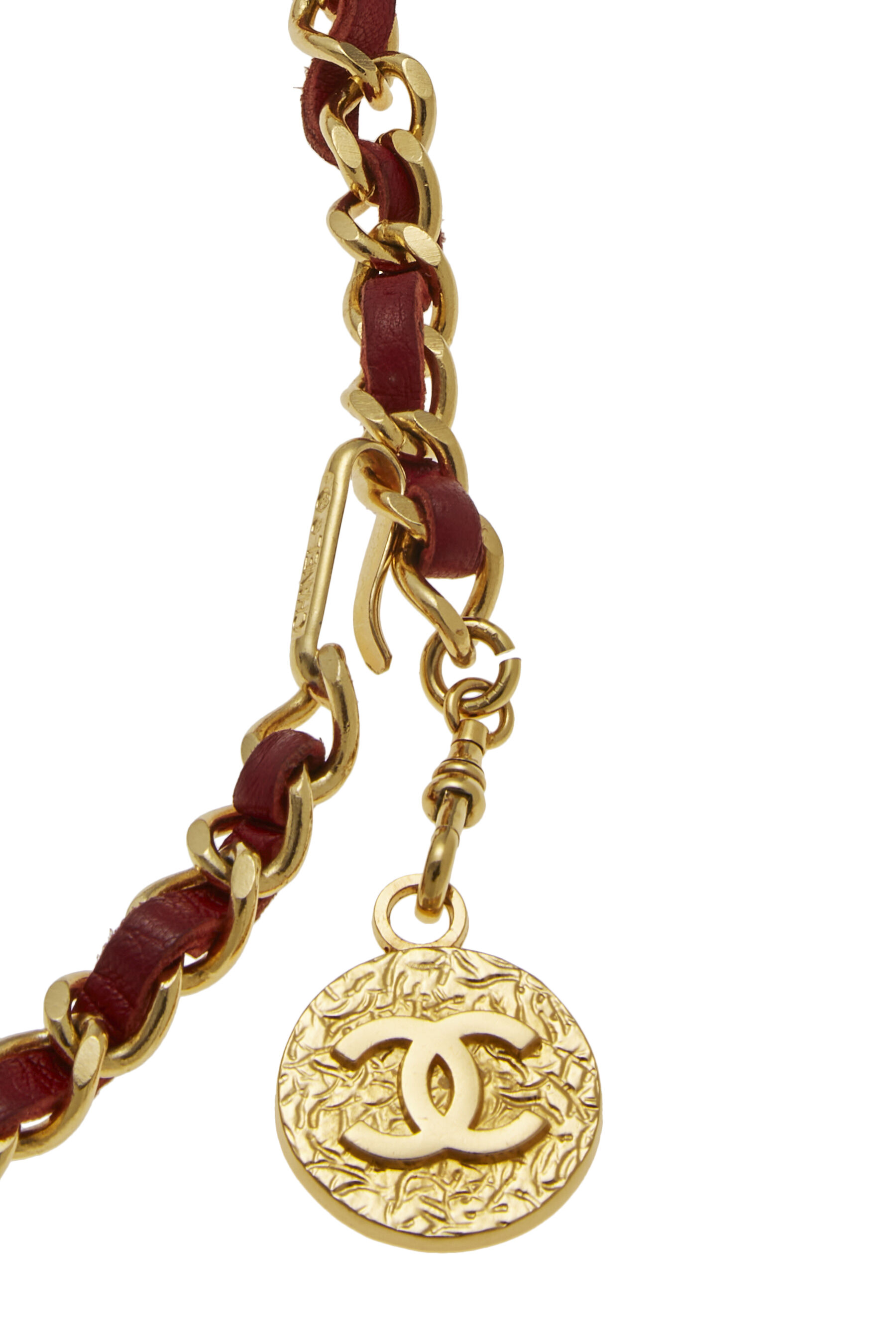 Chanel Gold & Red Leather 'CC' Chain Belt Q6A01M17RB009