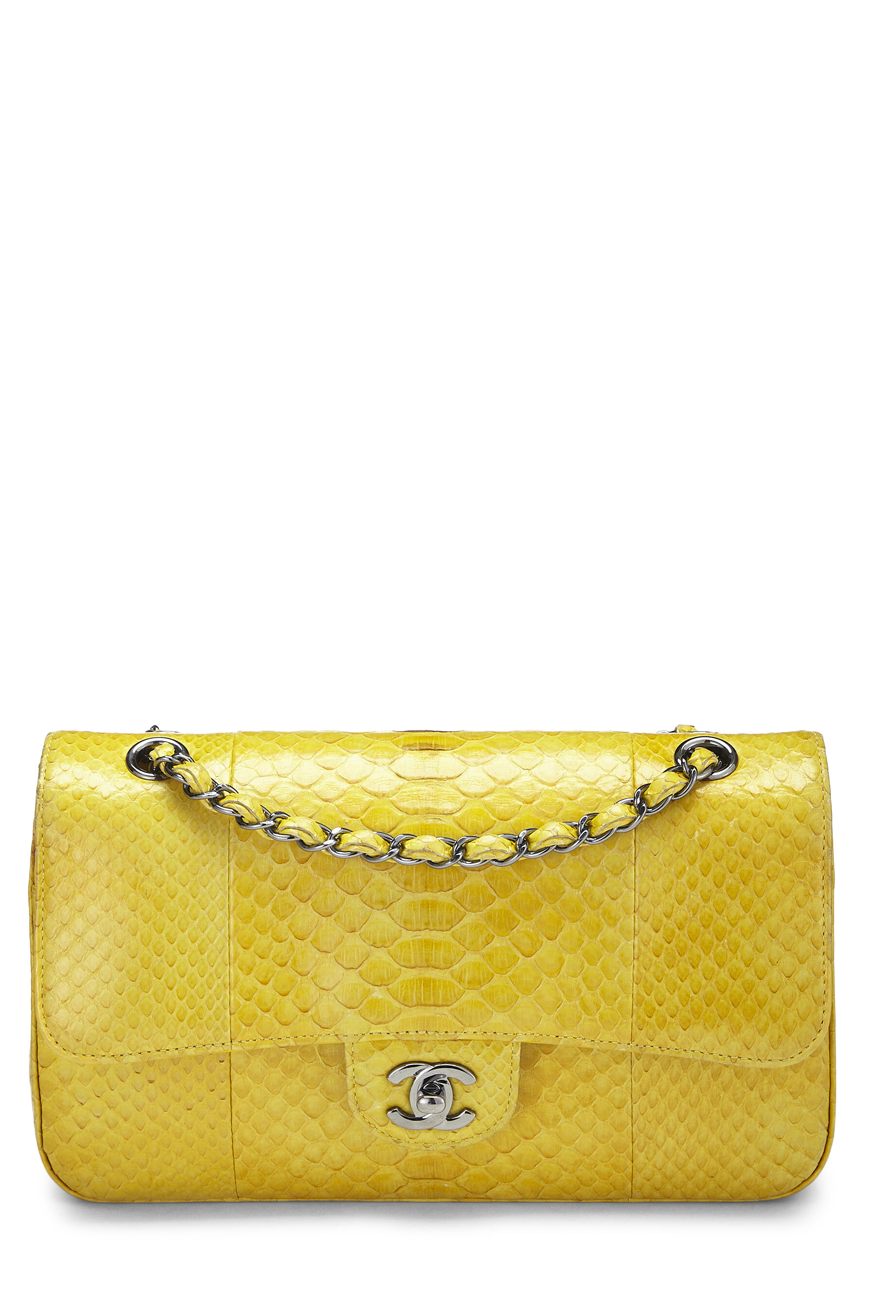 Chanel - Yellow Python Classic Double Flap Medium