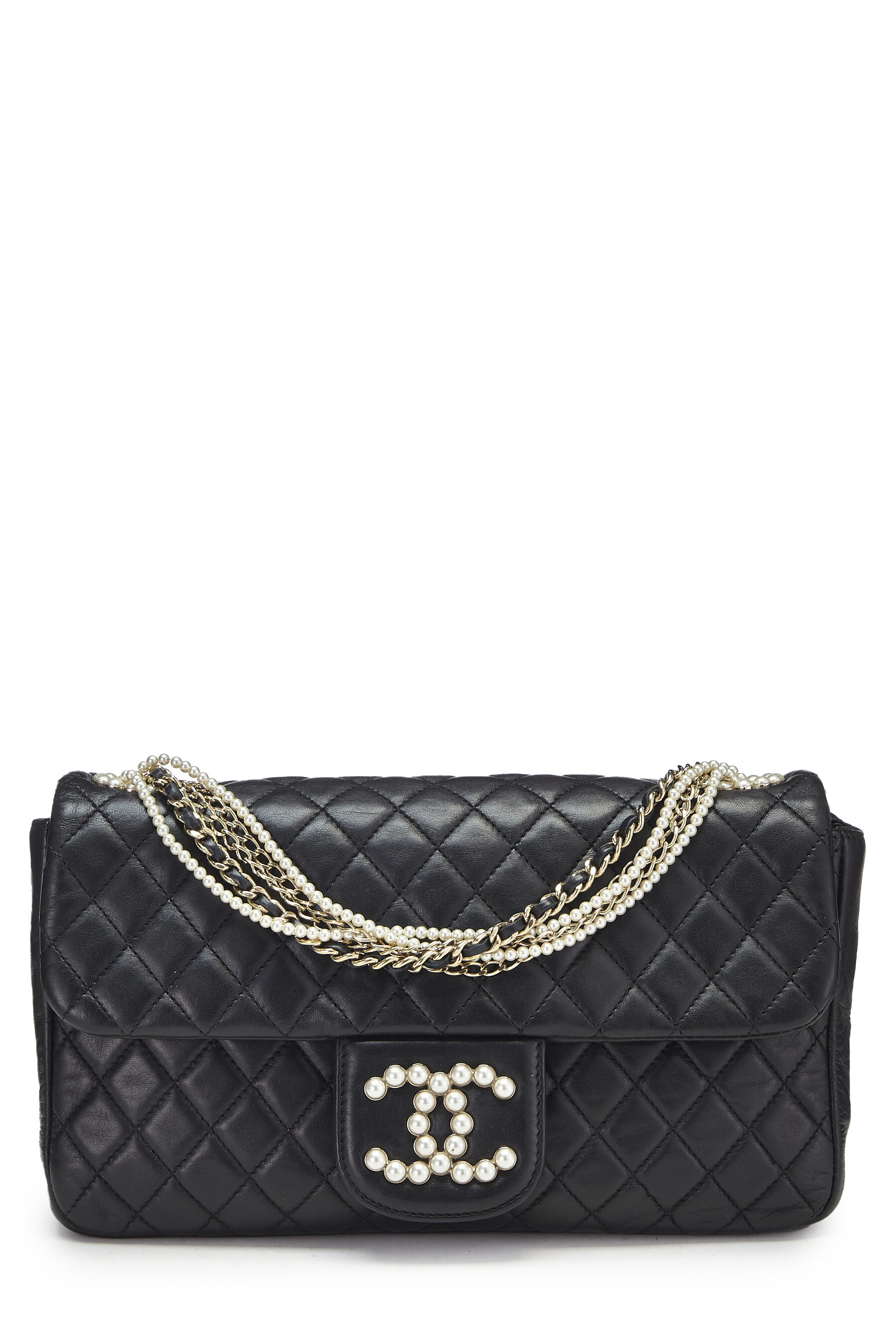 Chanel Black Quilted Lambskin Westminster Pearl Flap Medium