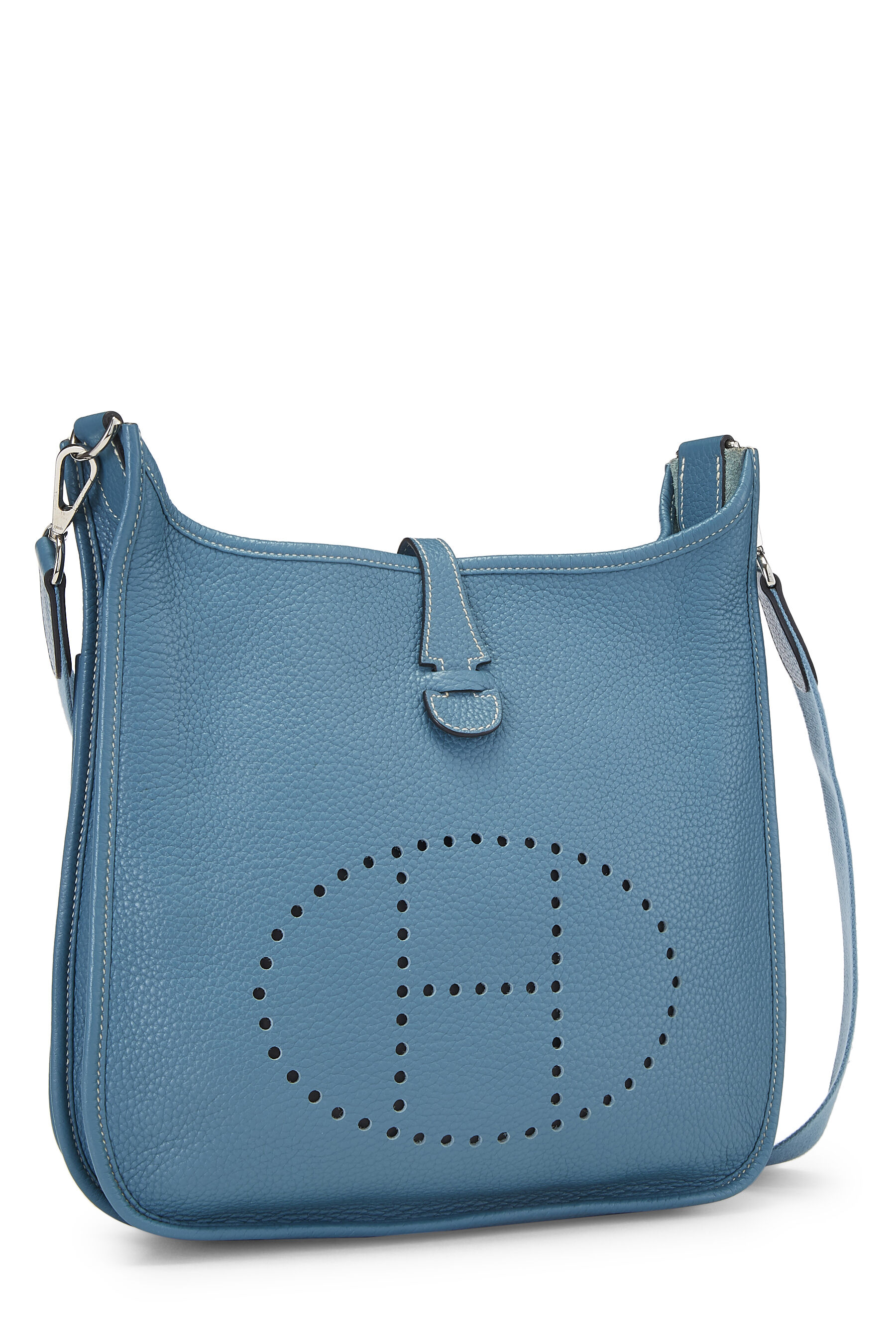 Hermes Blue Sapphire Clemence Leather Evelyne III PM Bag Hermes