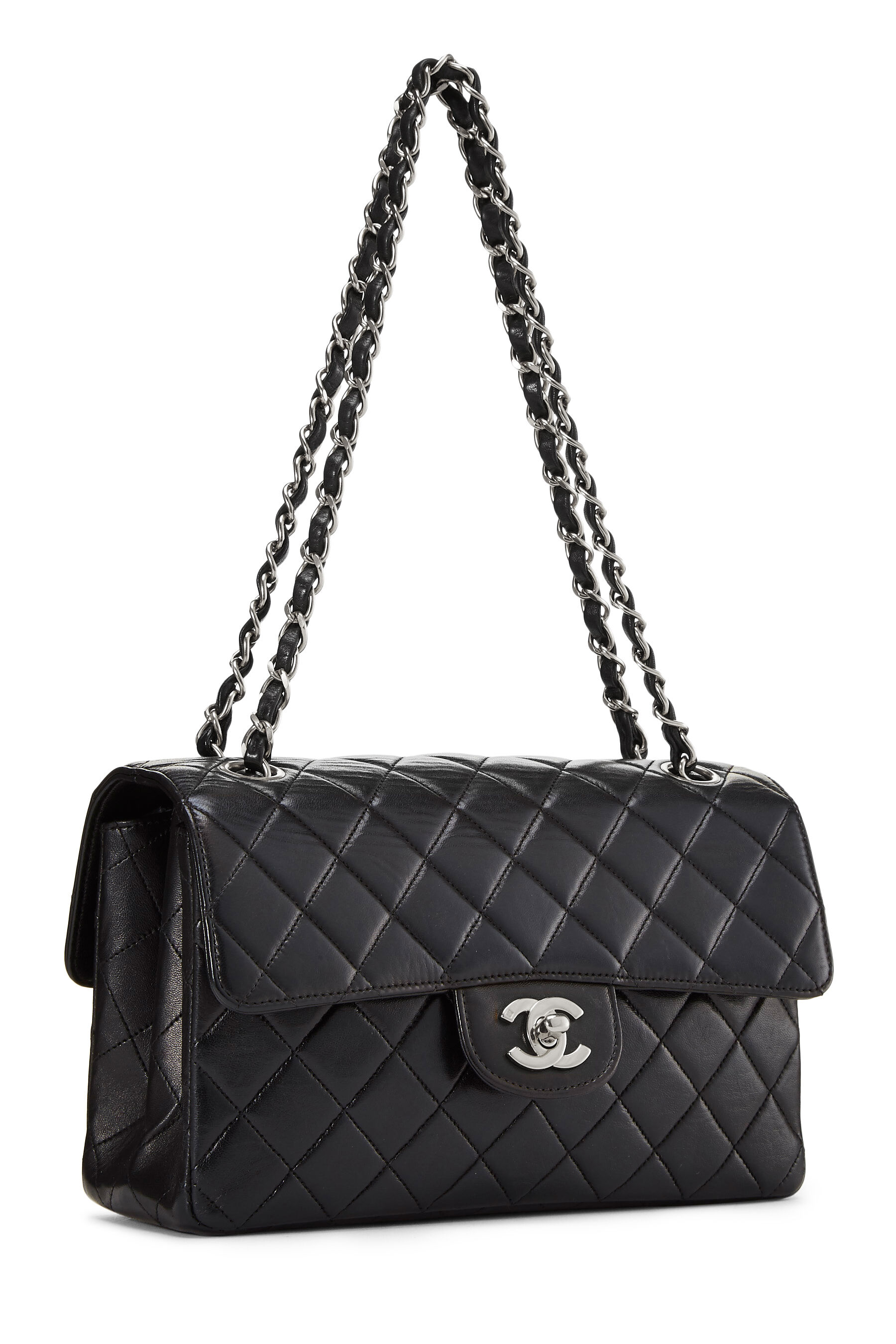 Chanel - Black Quilted Lambskin Double Sided Flap Small
