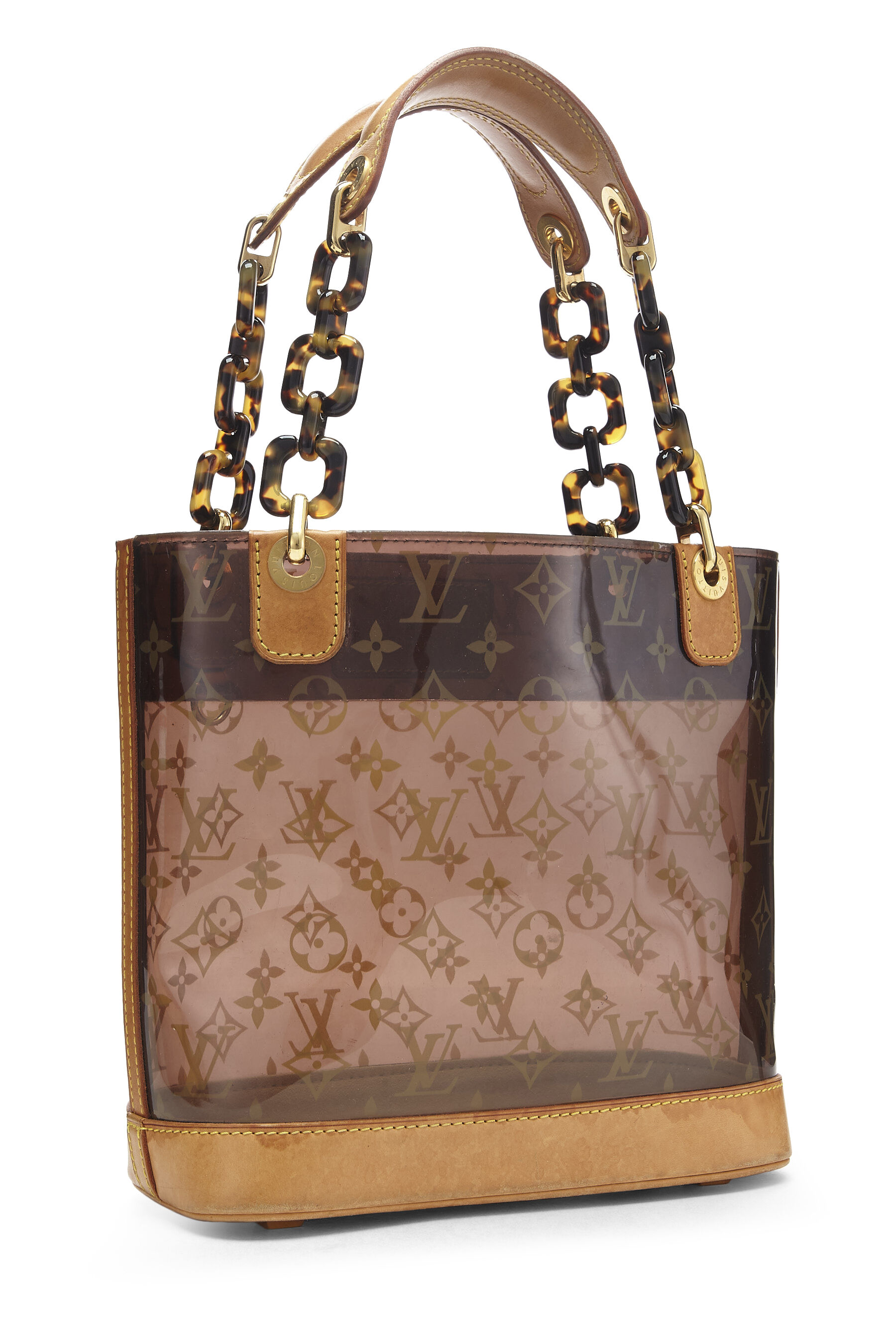 Sold at Auction: LOUIS VUITTON LV MONOGRAM CABAS AMBRE VINYL TOTE LOUIS VUITTON  LV MONOGRAM CABAS AMBRE VINYL, TOTE BAG MEASURES APPROX 13 TALL X 14  WIDE.TORTOISE-SHELL STYLE LINK STRAPS.; NOTE BSAG