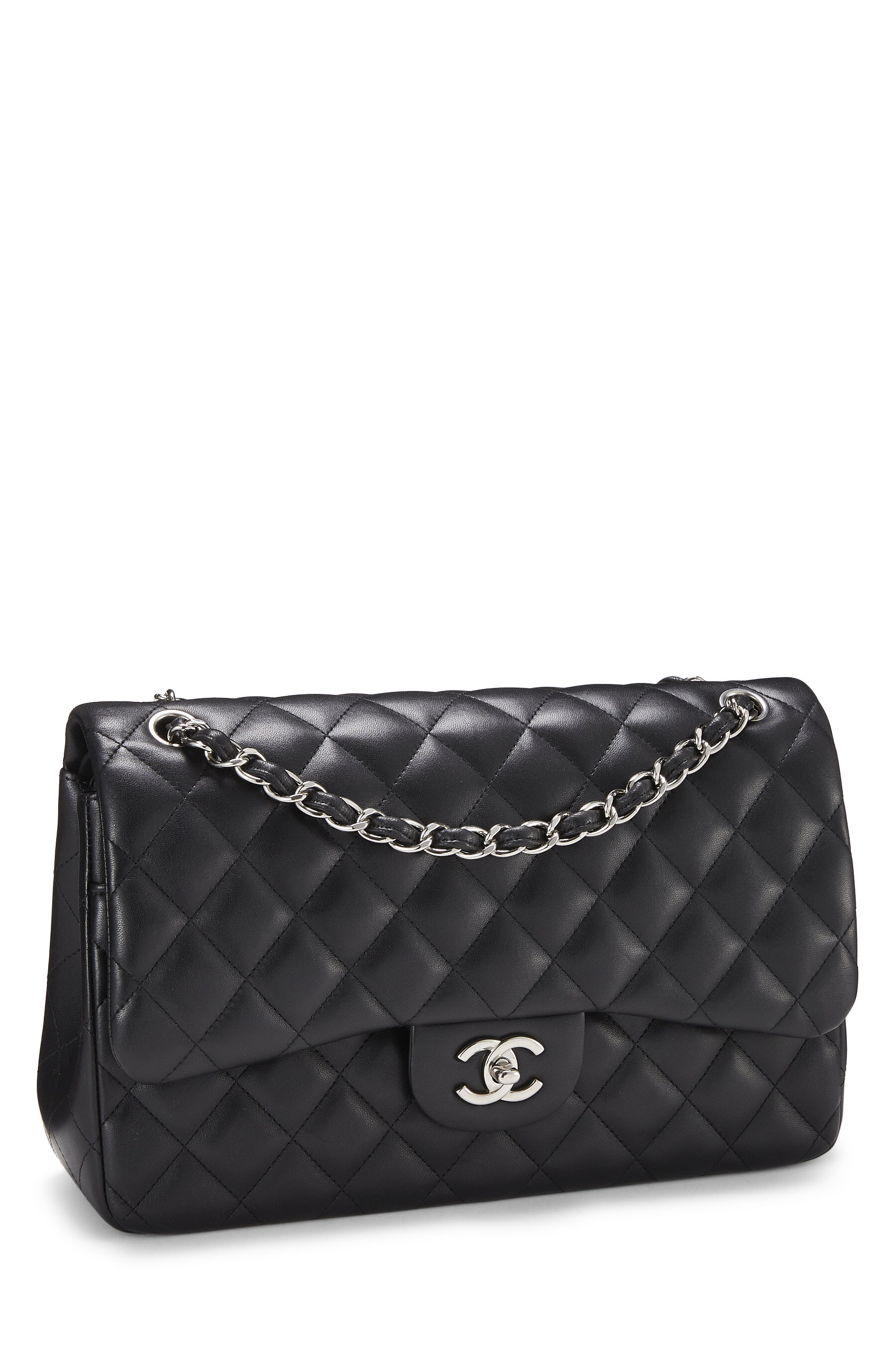 Chanel - Black Quilted Lambskin New Classic Double Flap Jumbo