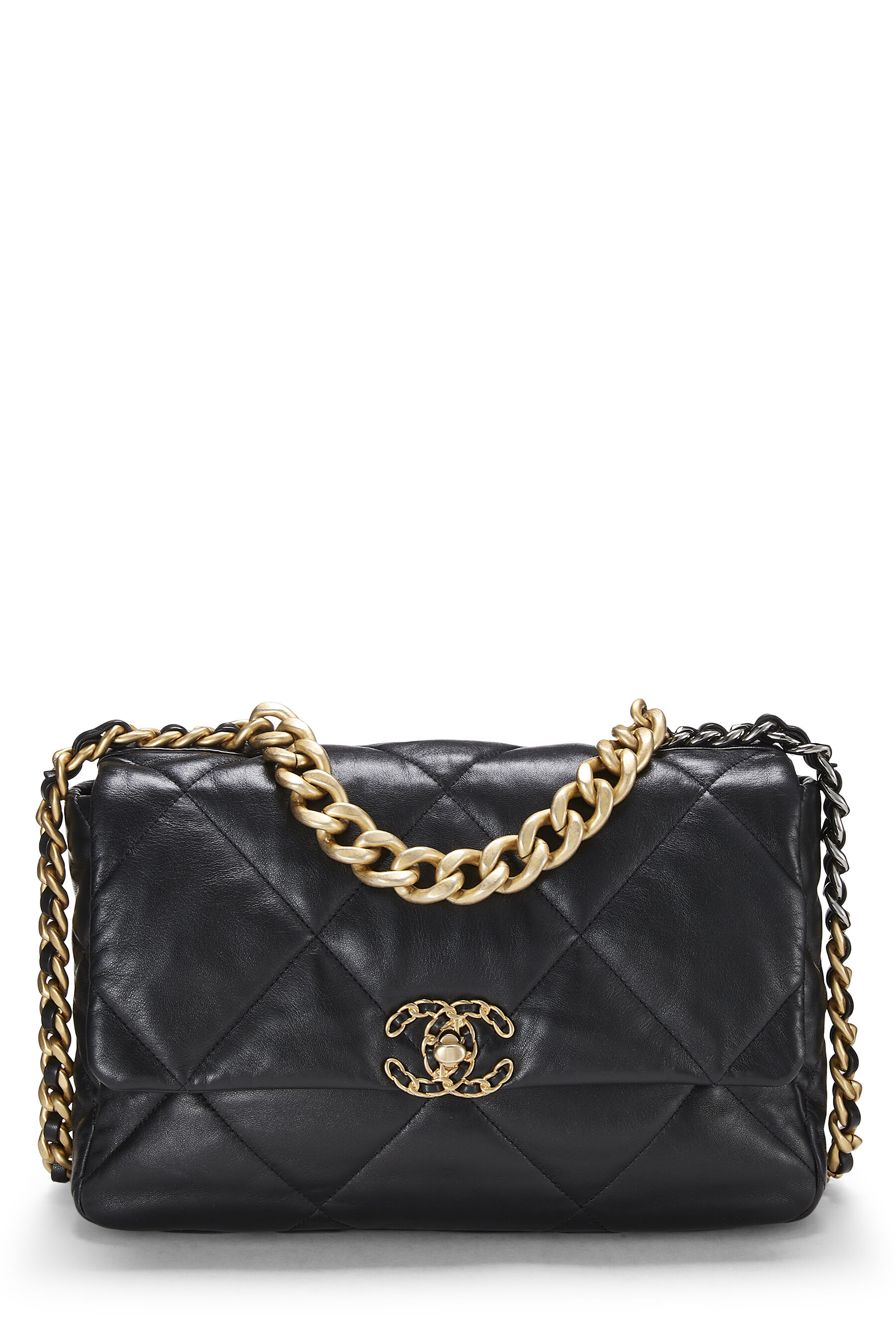 Black Quilted Lambskin Chanel 19 Flap Bag Large