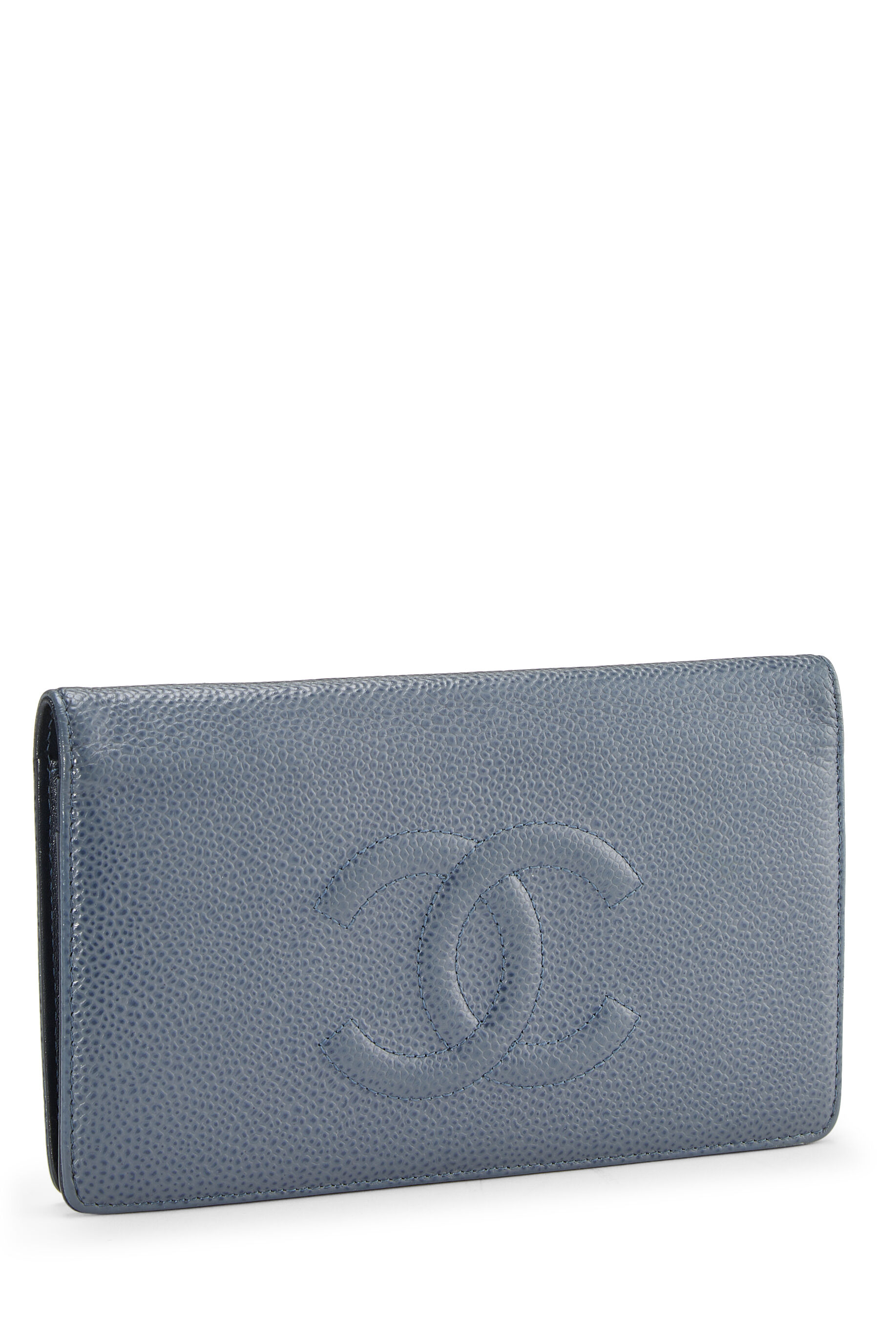 Chanel Large Blue Caviar CC Logo Timeless Flap Wallet 819ca78