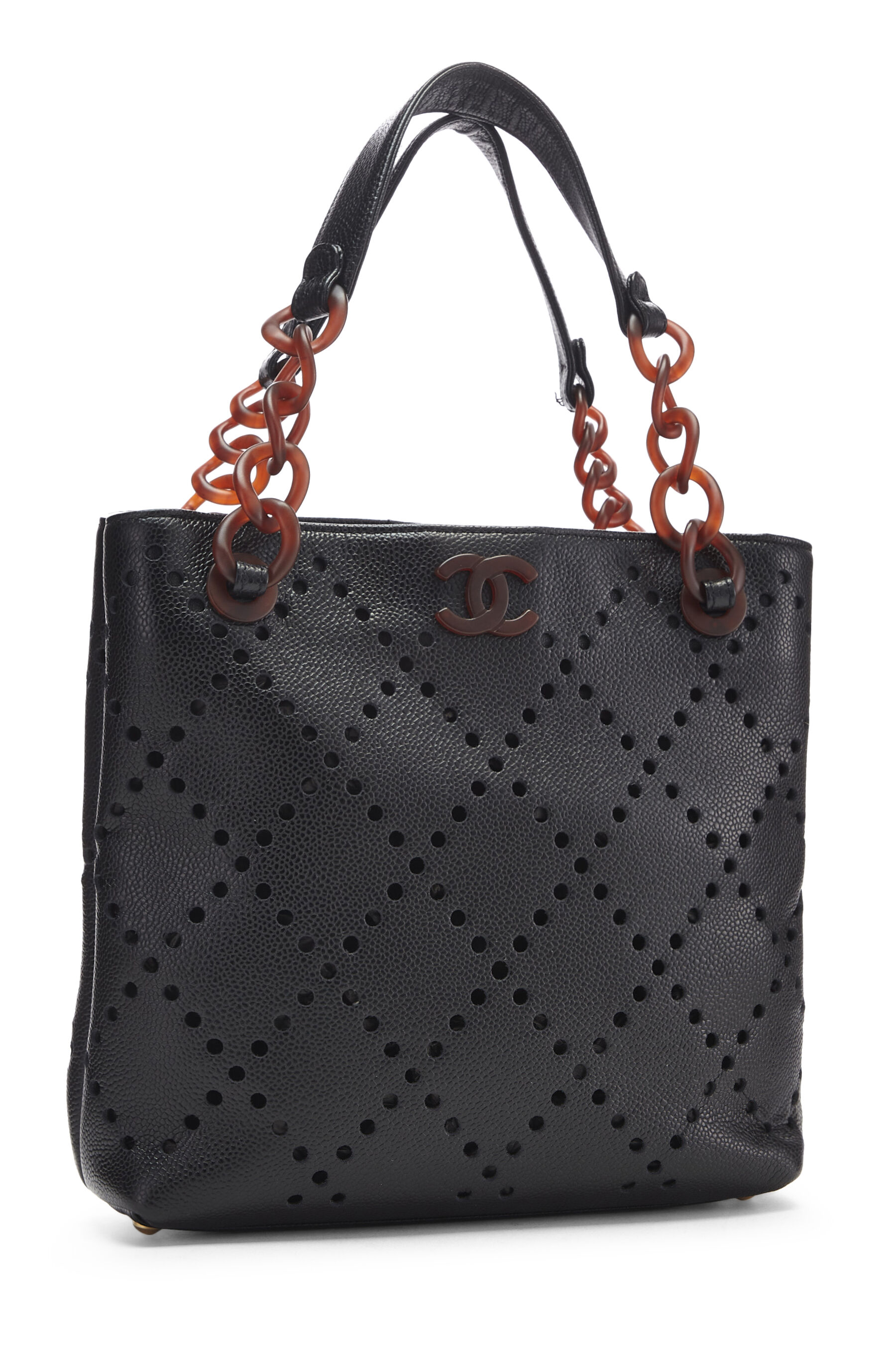 Chanel - Black Perforated Leather Tote