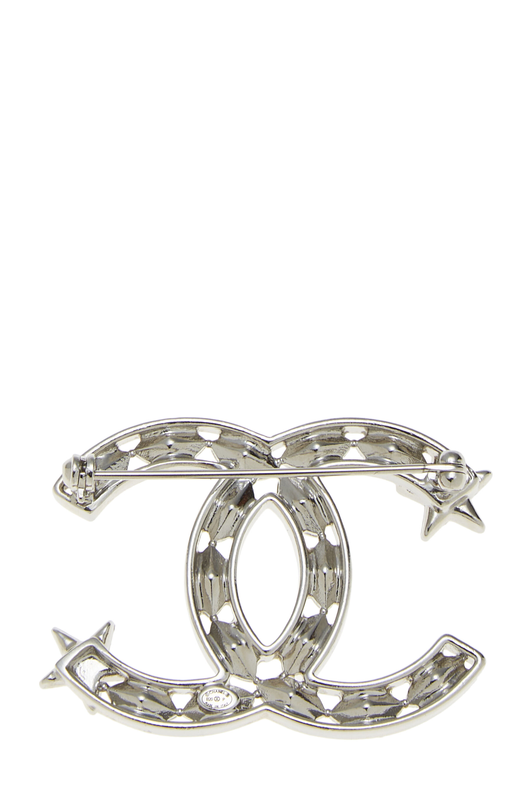 Chanel - Silver Crystal CC Pin
