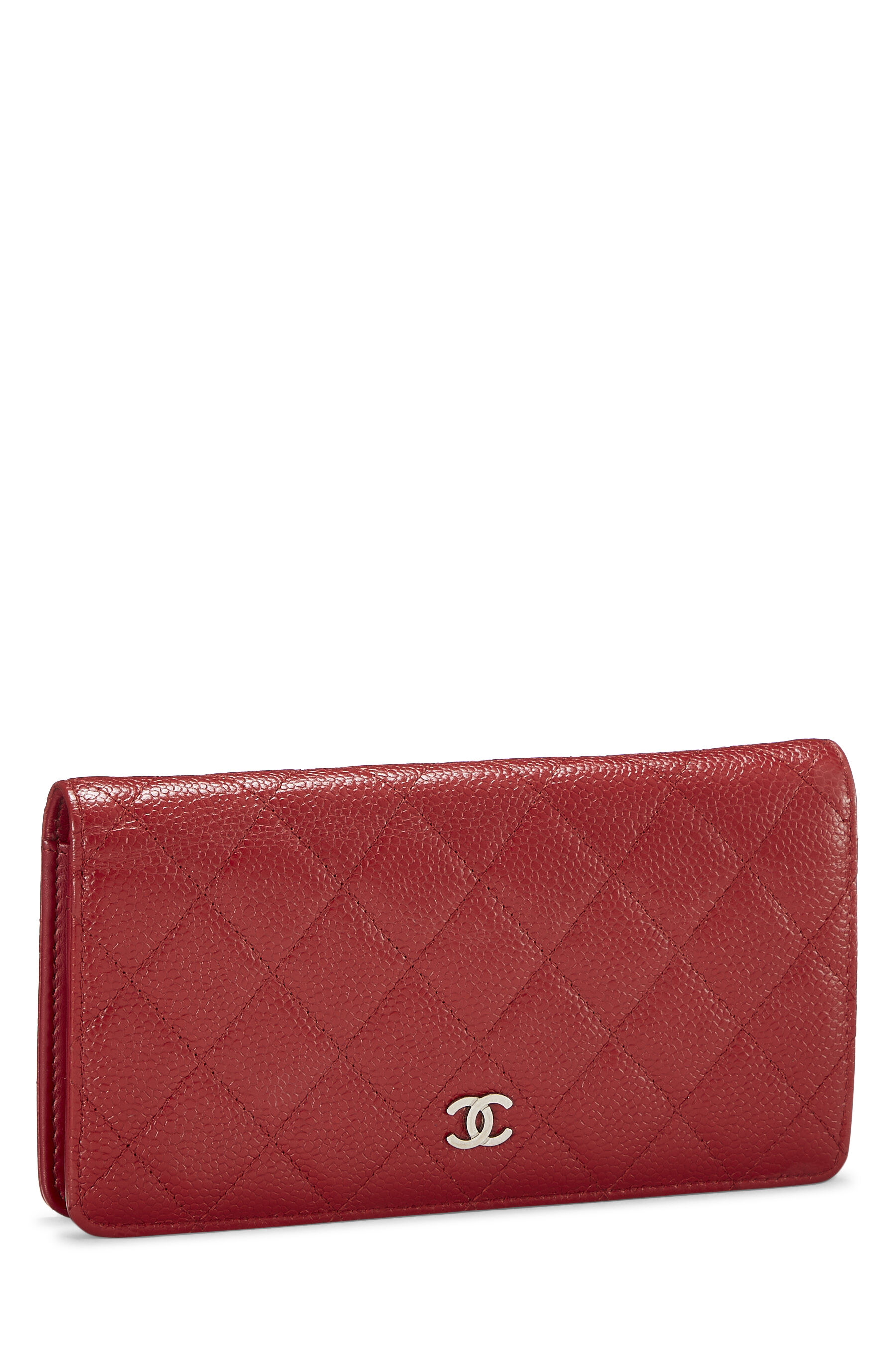Chanel - Red Quilted Caviar Long Flap Wallet
